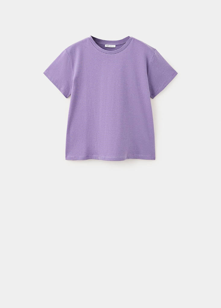Fine-striped cotton T-shirt - thumbnail 4