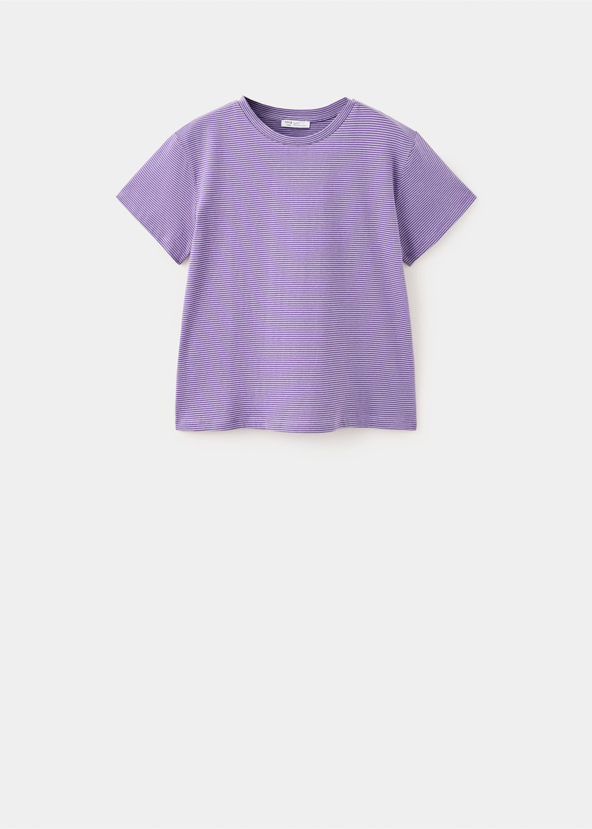 Fine-striped cotton T-shirt - Article without model, Lilac. Ref: 37046352-00.
