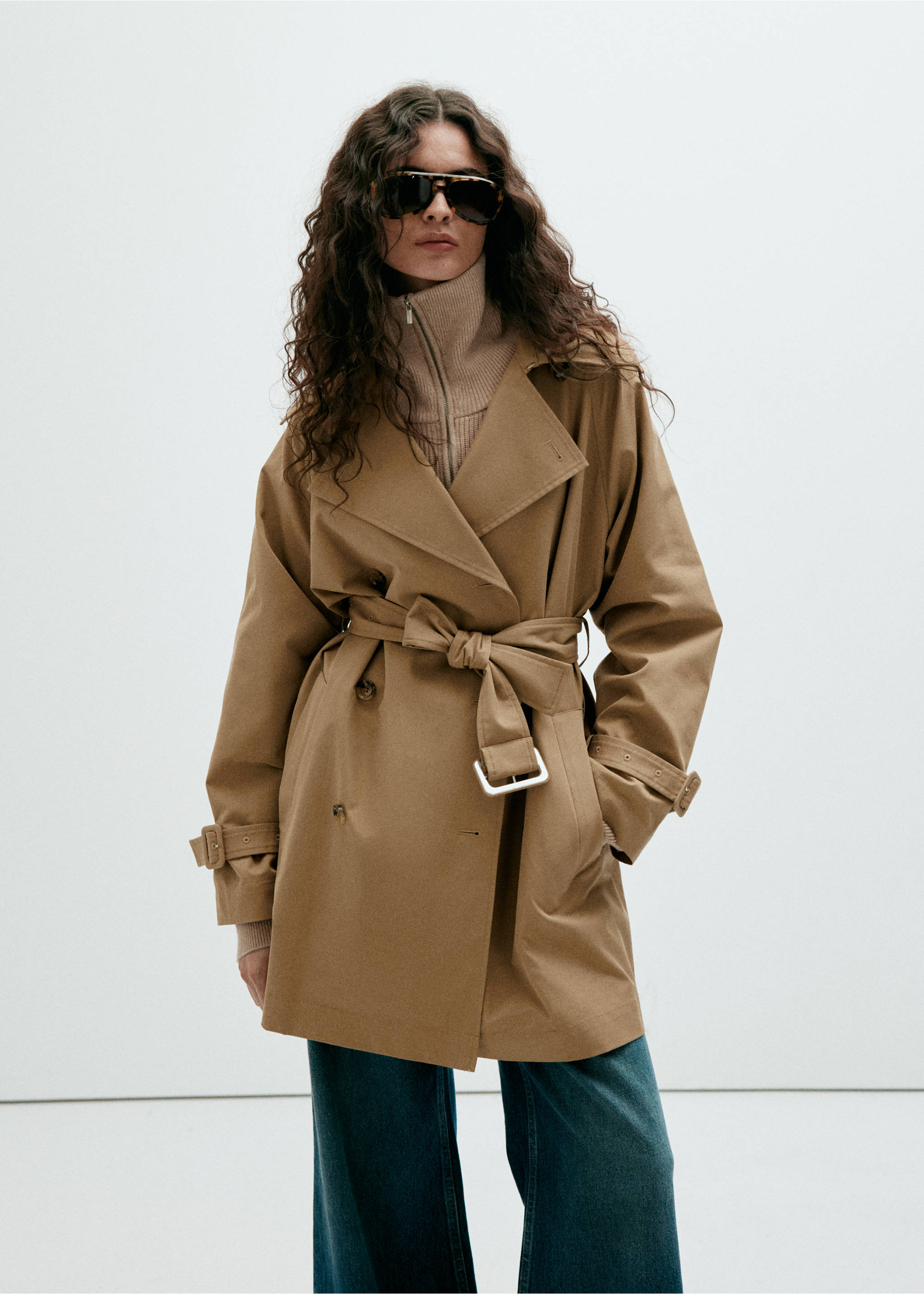 Trench midi ceinture - Détail de l'article 3, Beige. Ref: 37046353-00.