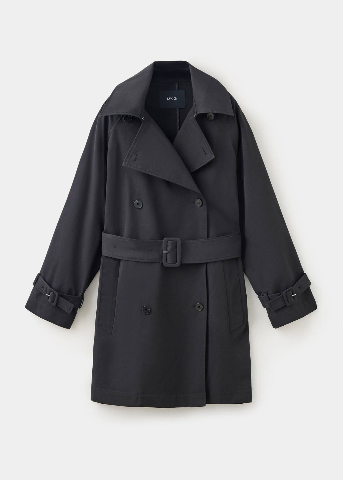 Midi trench coat with belt — Black