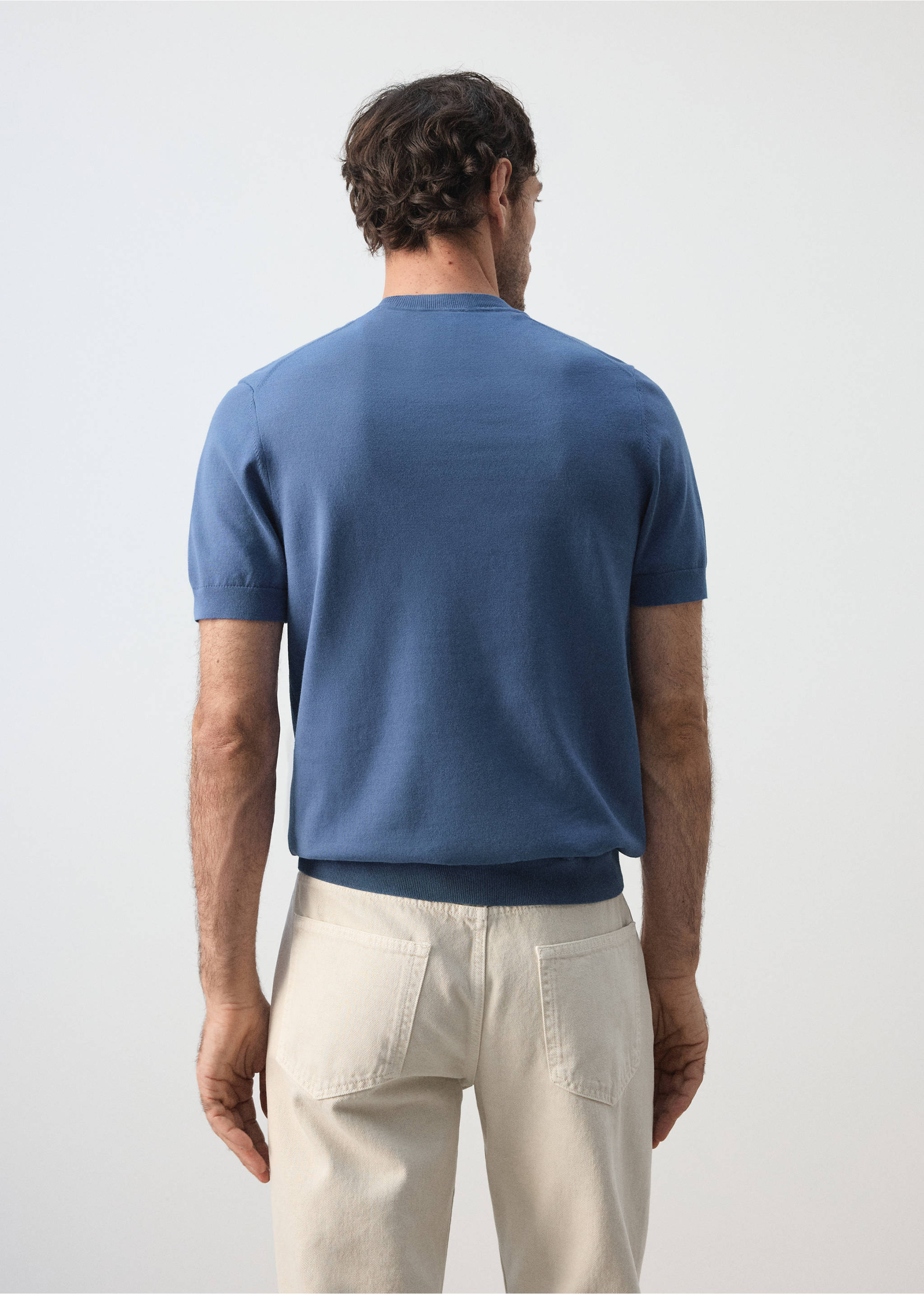 T-shirt 100 % coton en maille fine - Verso de l’article, Bleu indigo. Ref: 37046357-00.