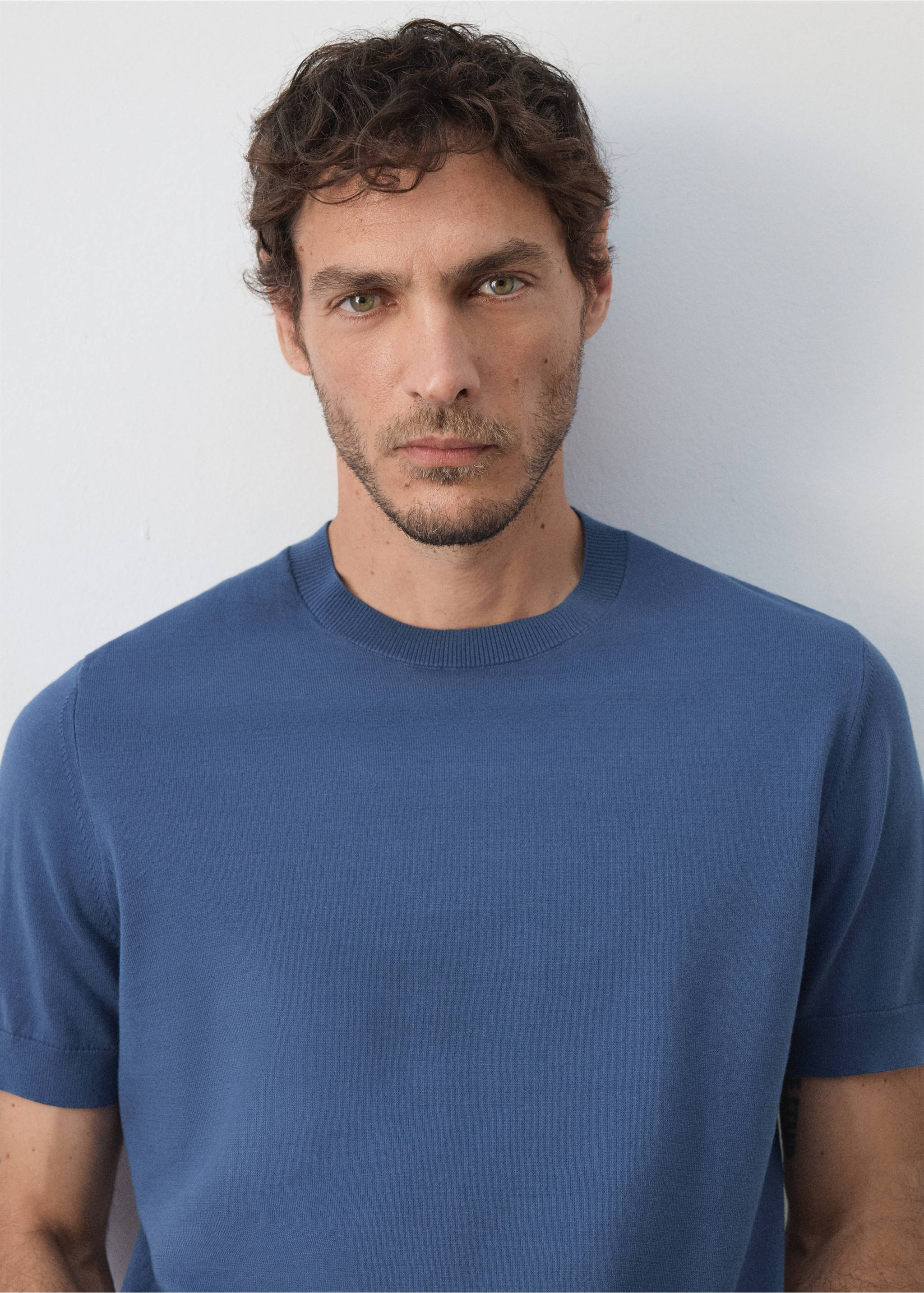 T-shirt 100 % coton en maille fine - Détail de l'article 1, Bleu indigo. Ref: 37046357-00.