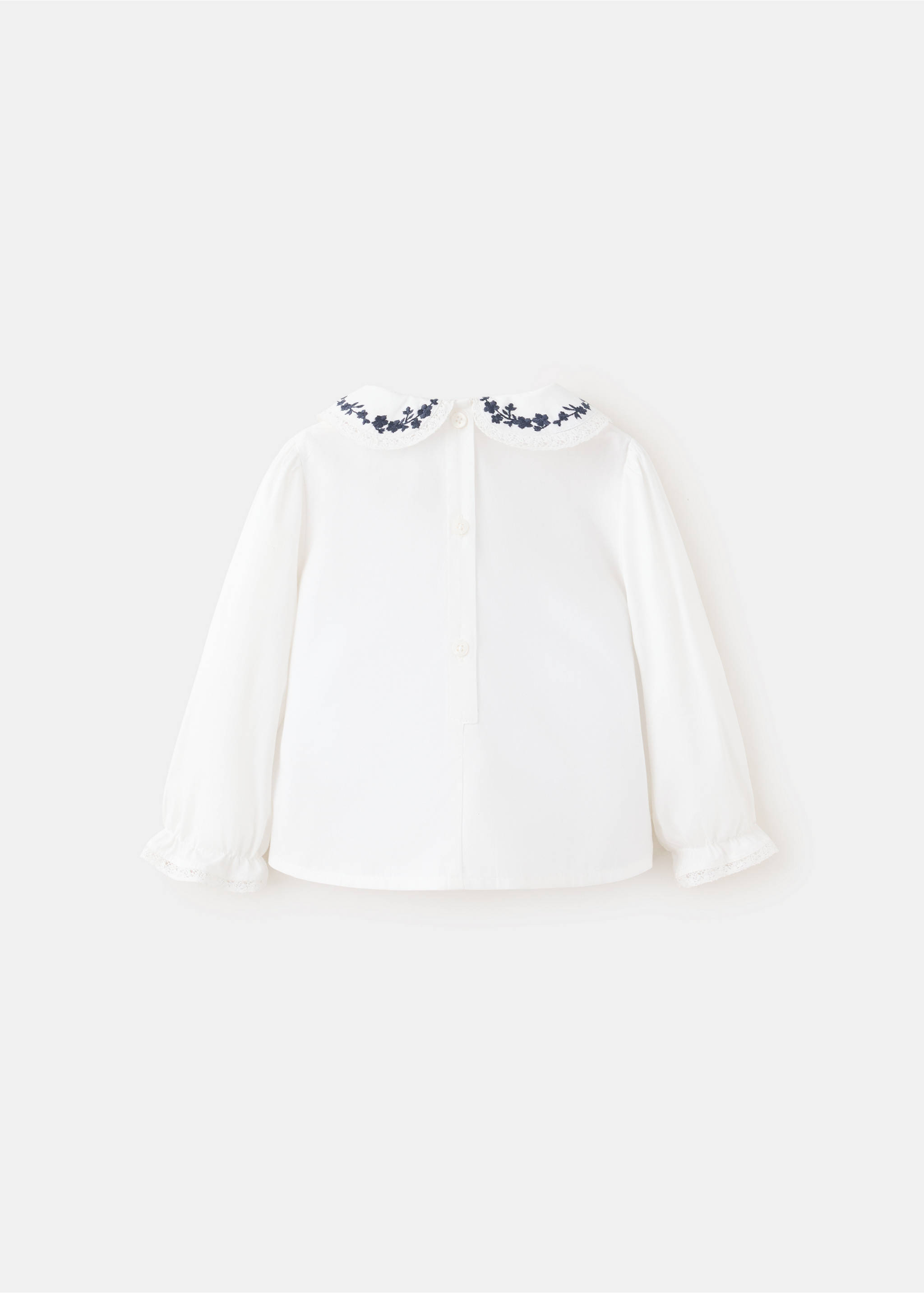 Embroidered cotton blouse - Reverse of the article, Off White. Ref: 37046360-00.