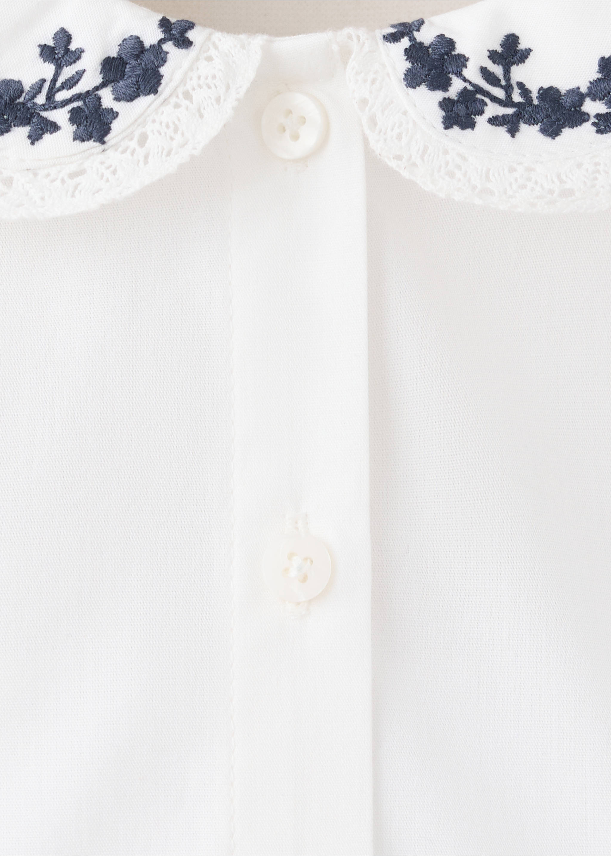 Embroidered cotton blouse - Details of the article 8, Off White. Ref: 37046360-00.