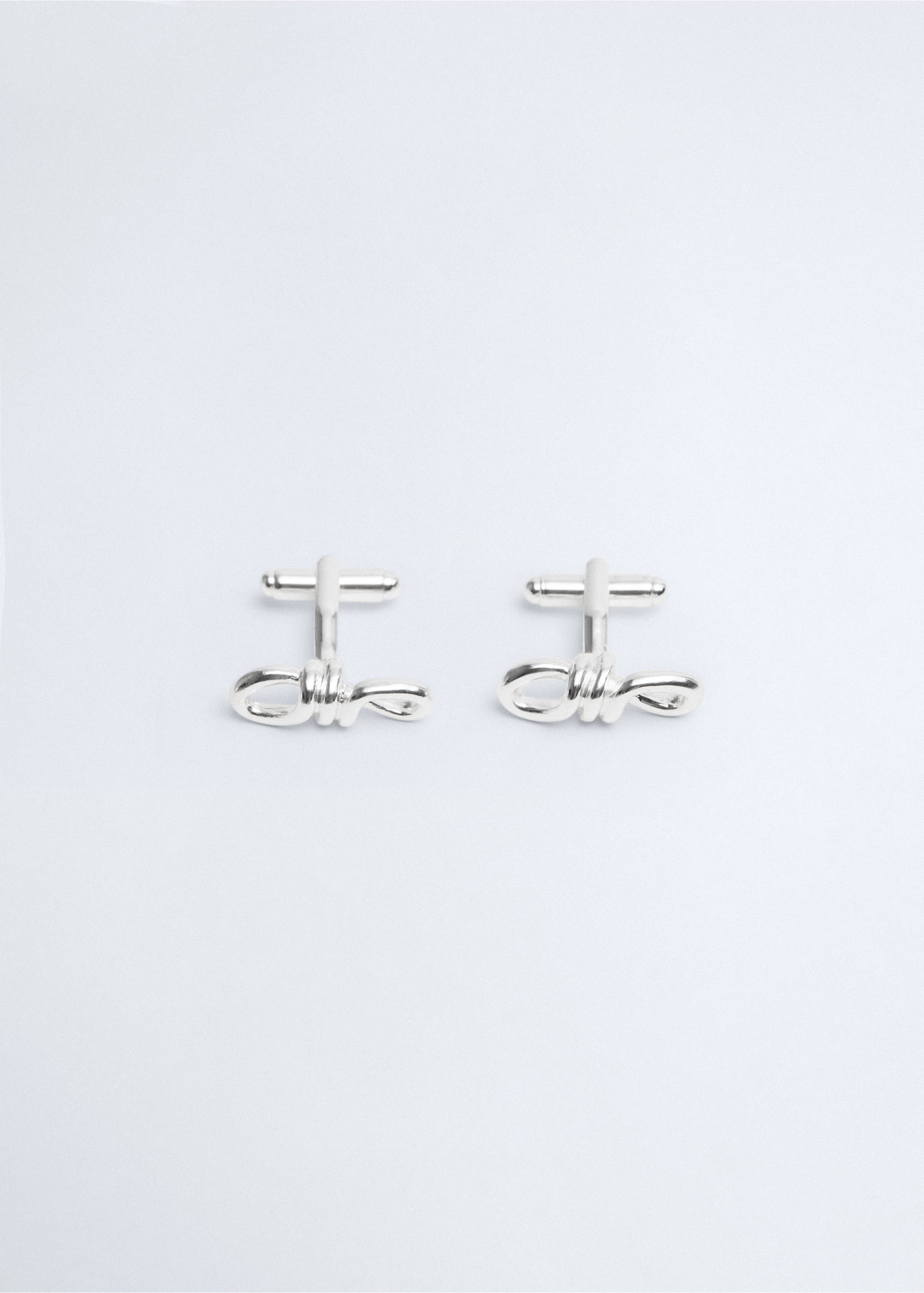 Boutons de manchette métalliques nœud - Article sans modèle, Argent. Ref: 37046362-00.