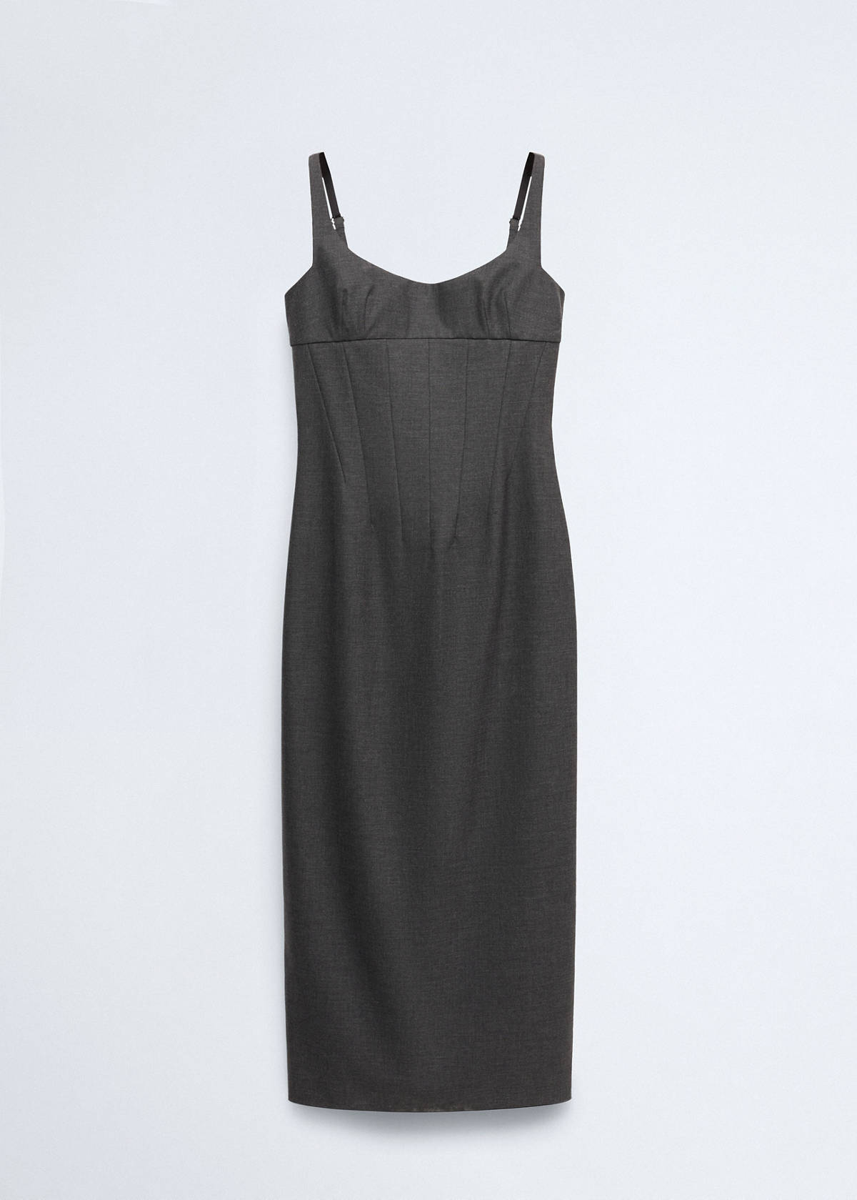Wool dress with decorative seams — Grey