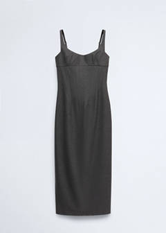 Wool dress with decorative seams — Grey 6
