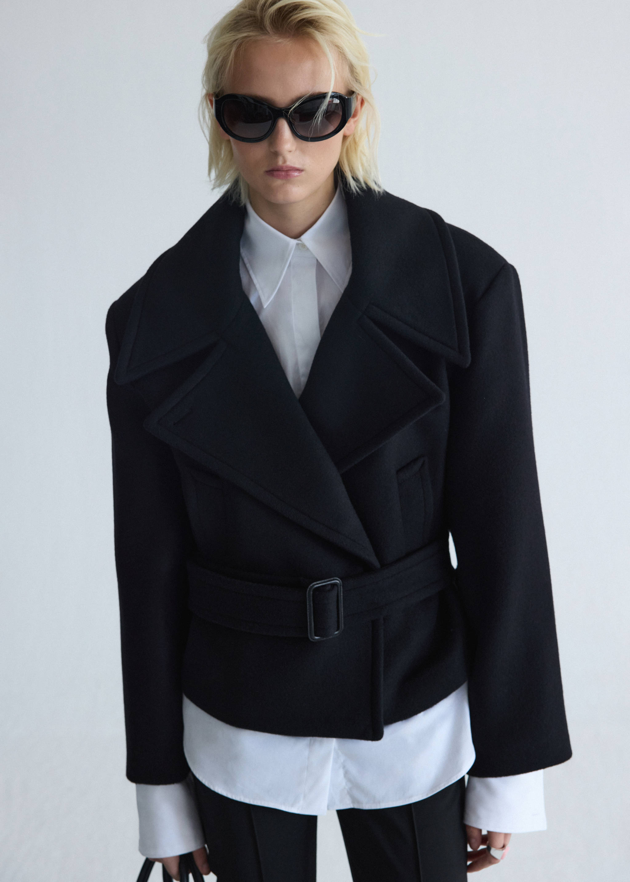 Manteau laine ceinture - Plan moyen