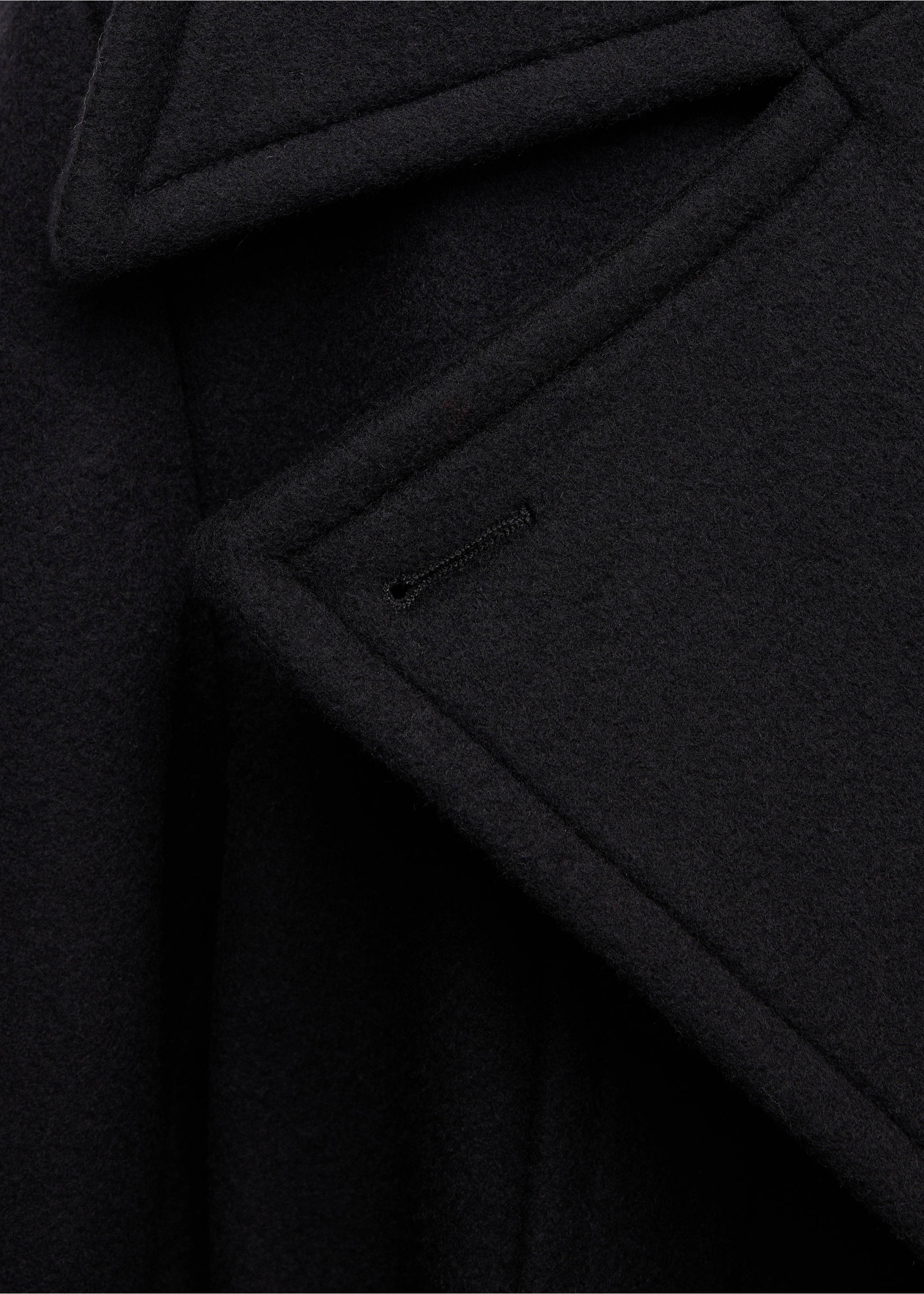 Manteau laine ceinture - Détail de l'article 8, Noir. Ref: 37046364-00.