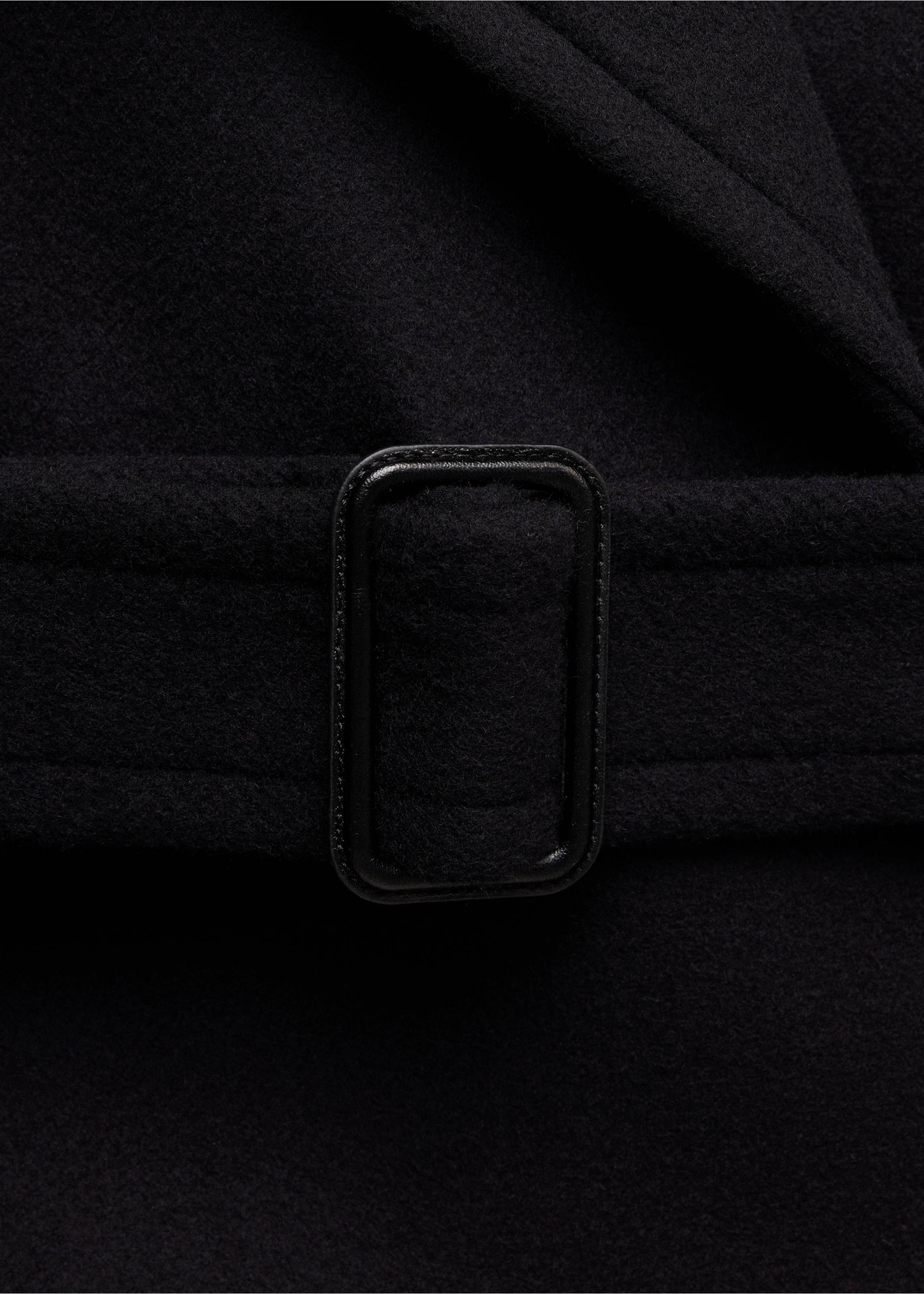 Manteau laine ceinture - Détail de l'article 0, Noir. Ref: 37046364-00.