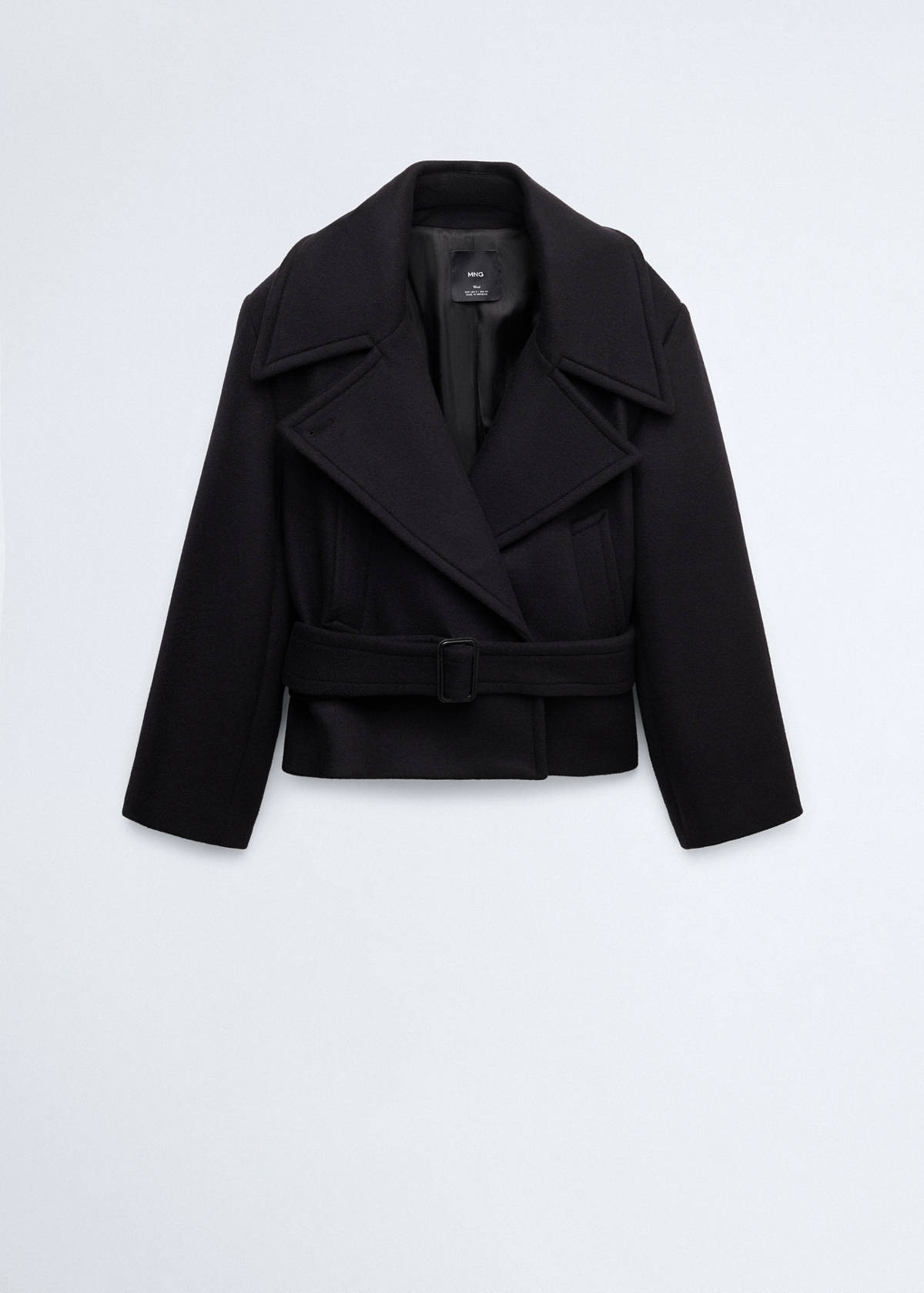 Woollen coat with belt — Black