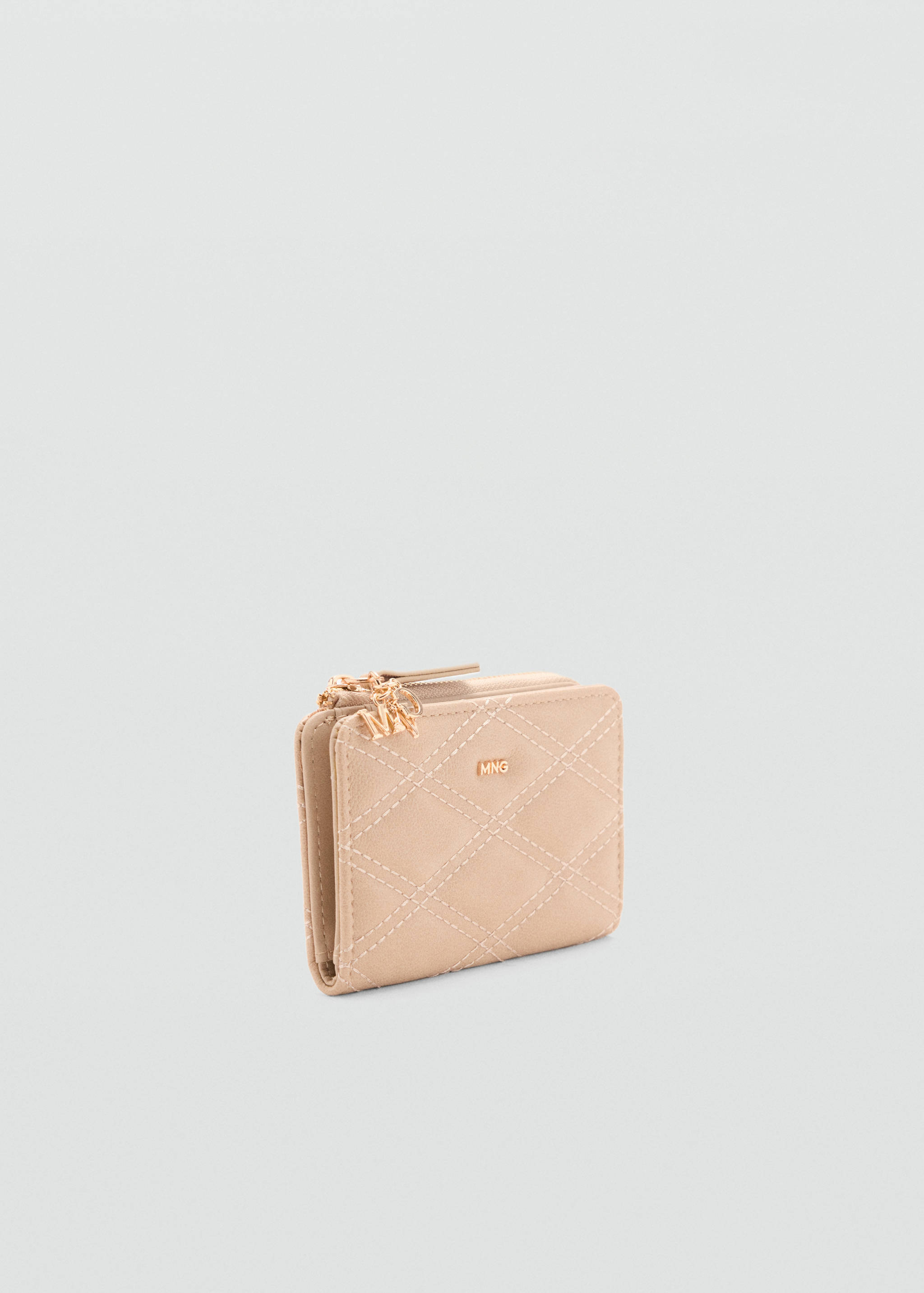 Quilted faux leather wallet with charm detail - Medium plane