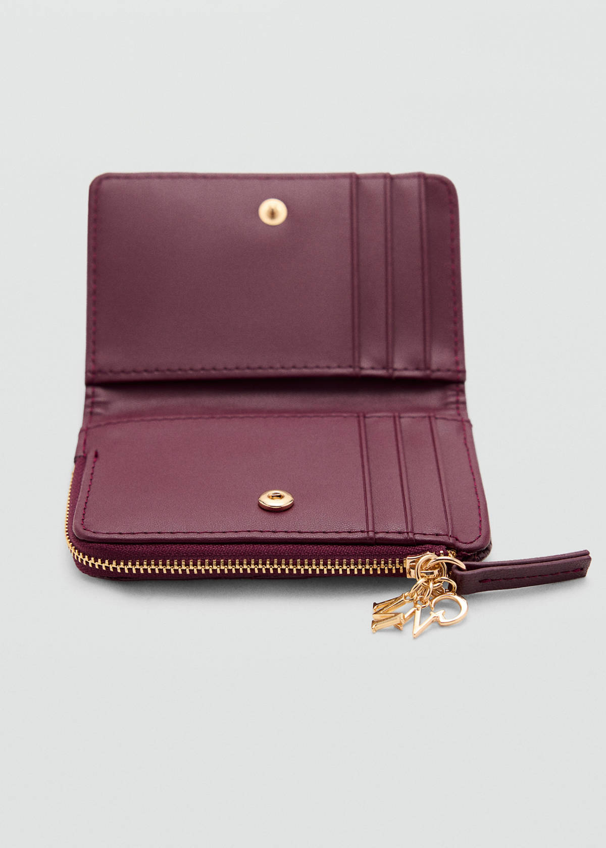 Leather-effect quilted wallet — Cherry