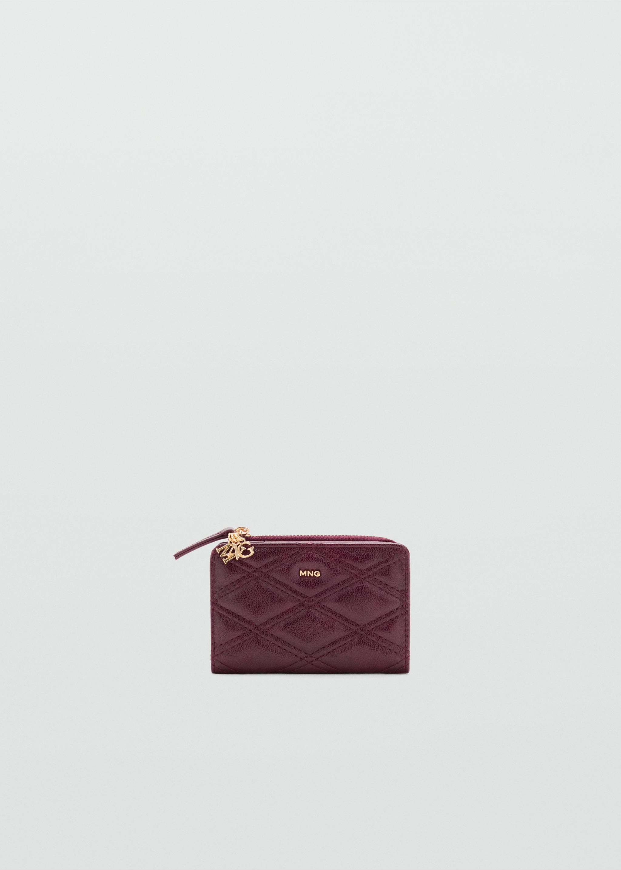 Quilted faux leather wallet with charm detail - Article without model, Cherry. Ref: 37046366-00.
