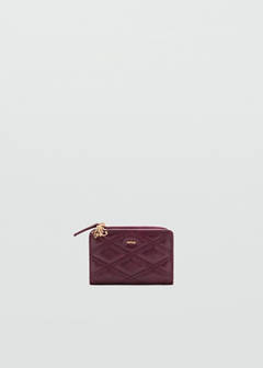 Leather-effect quilted wallet — Cherry 1