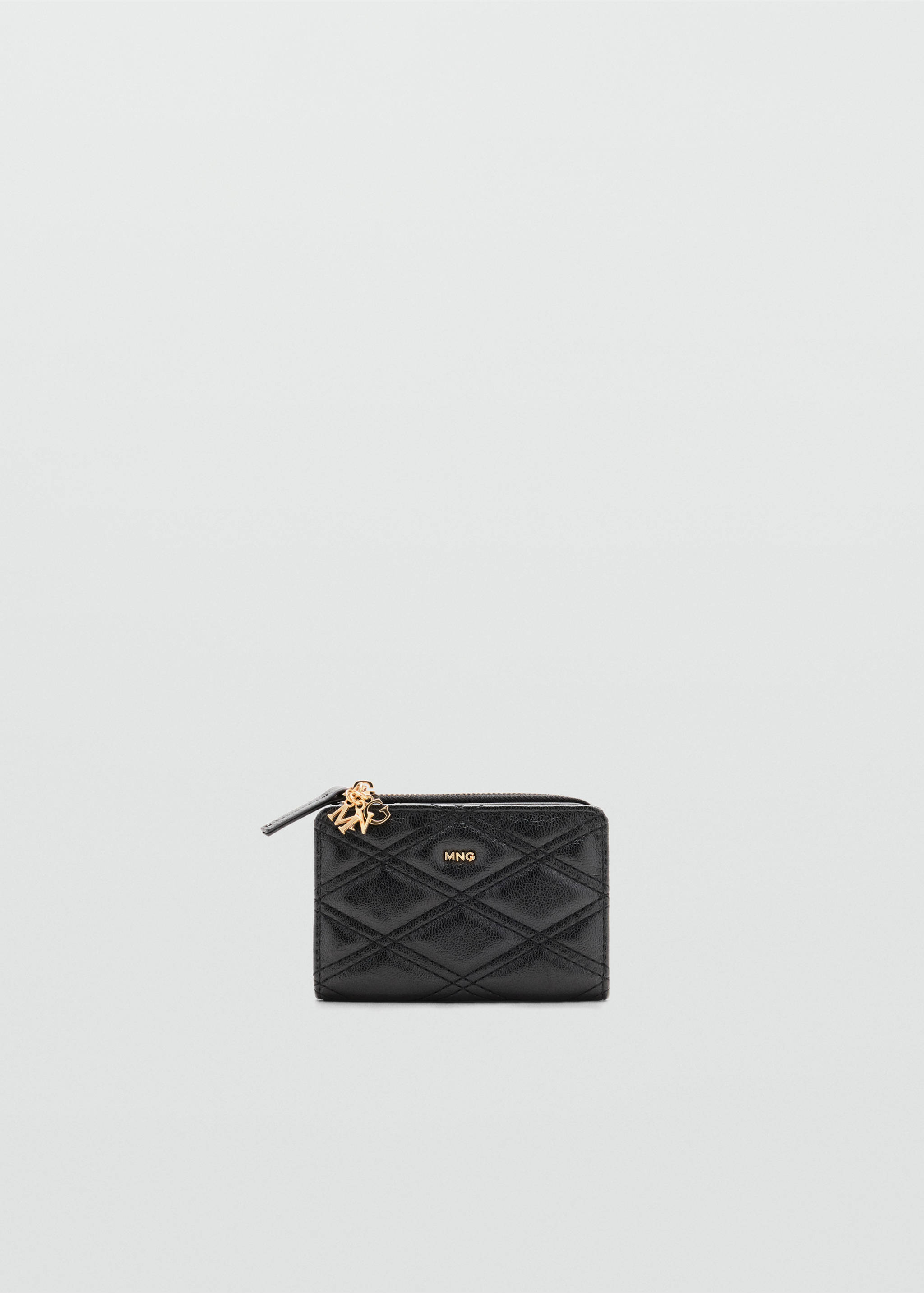 Quilted faux leather wallet with charm detail - Article without model, Black. Ref: 37046366-00.