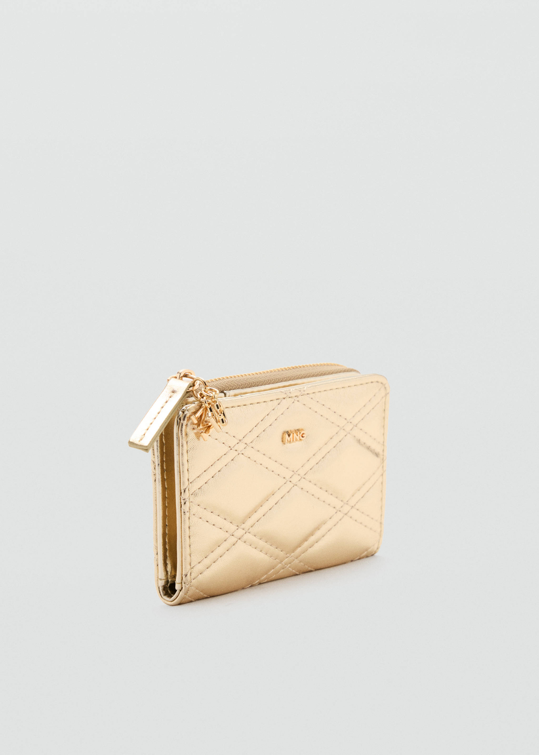 Quilted faux leather wallet with charm detail - Medium plane