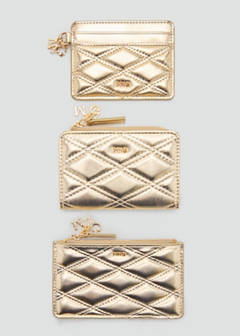 Leather-effect quilted wallet — Gold 4