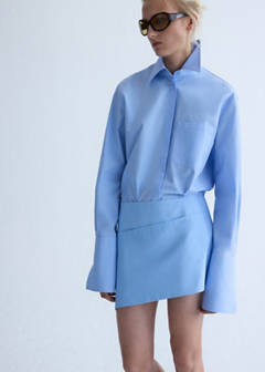 Straight poplin shirt — Sky Blue 1