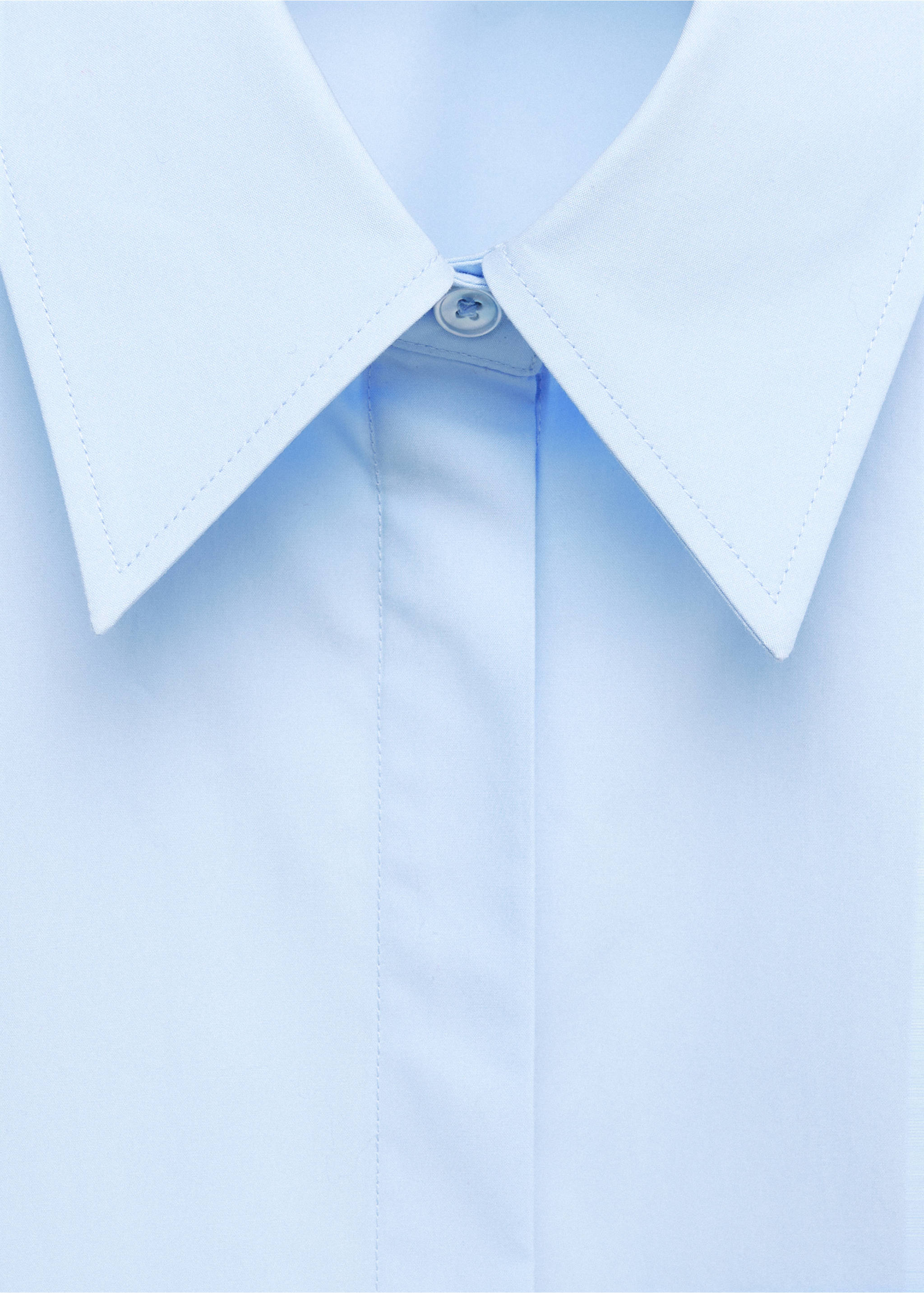 Straight poplin shirt - Details of the article 8, Sky Blue. Ref: 37046367-00.