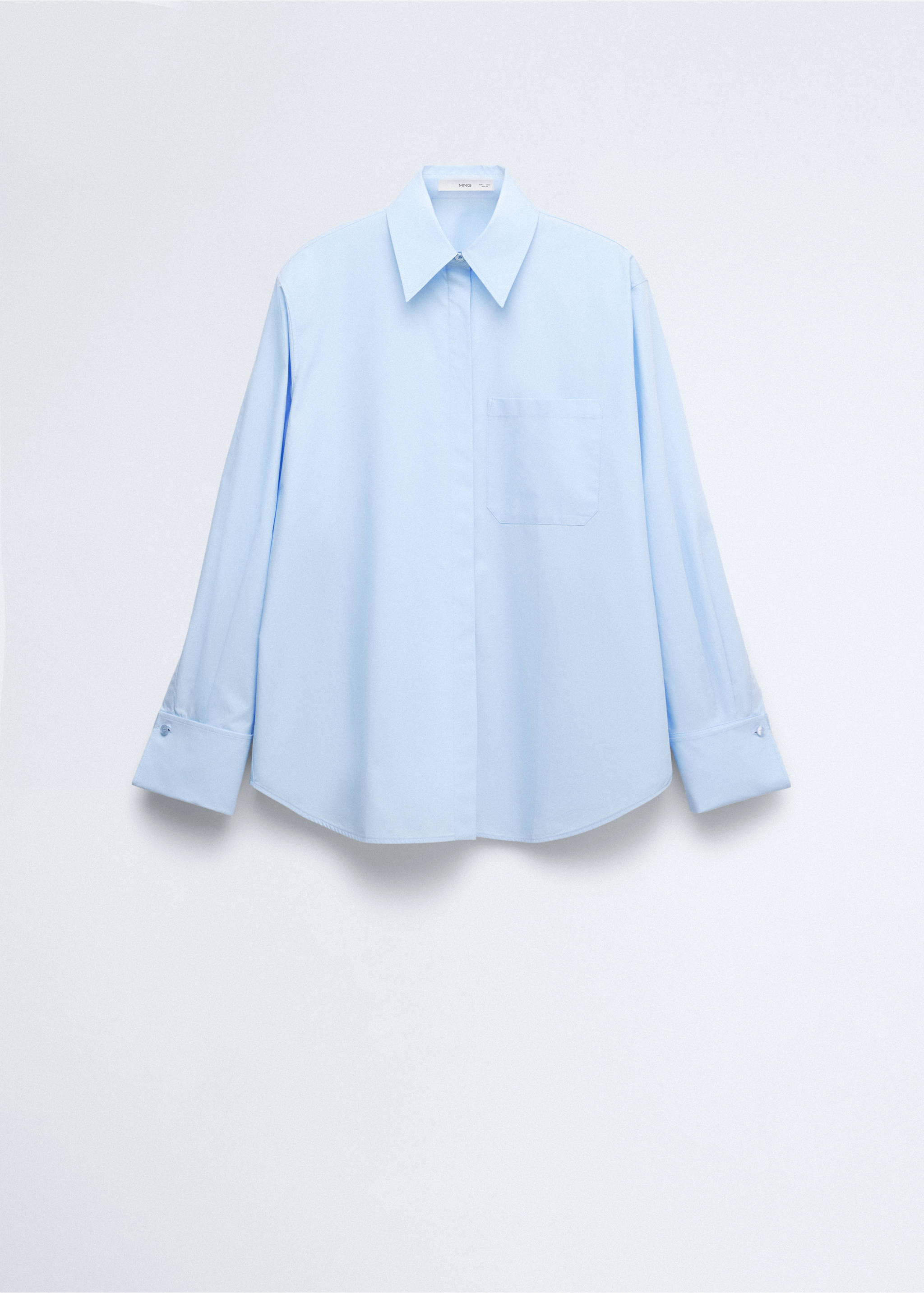 Straight poplin shirt - Article without model, Sky Blue. Ref: 37046367-00.
