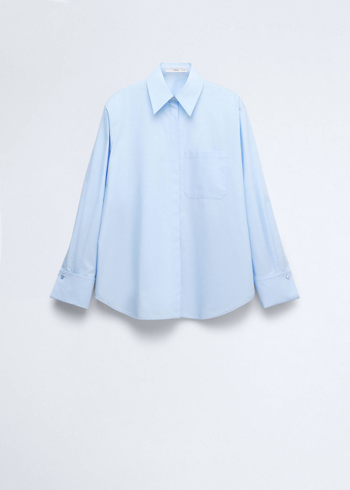 Straight poplin shirt — Sky Blue