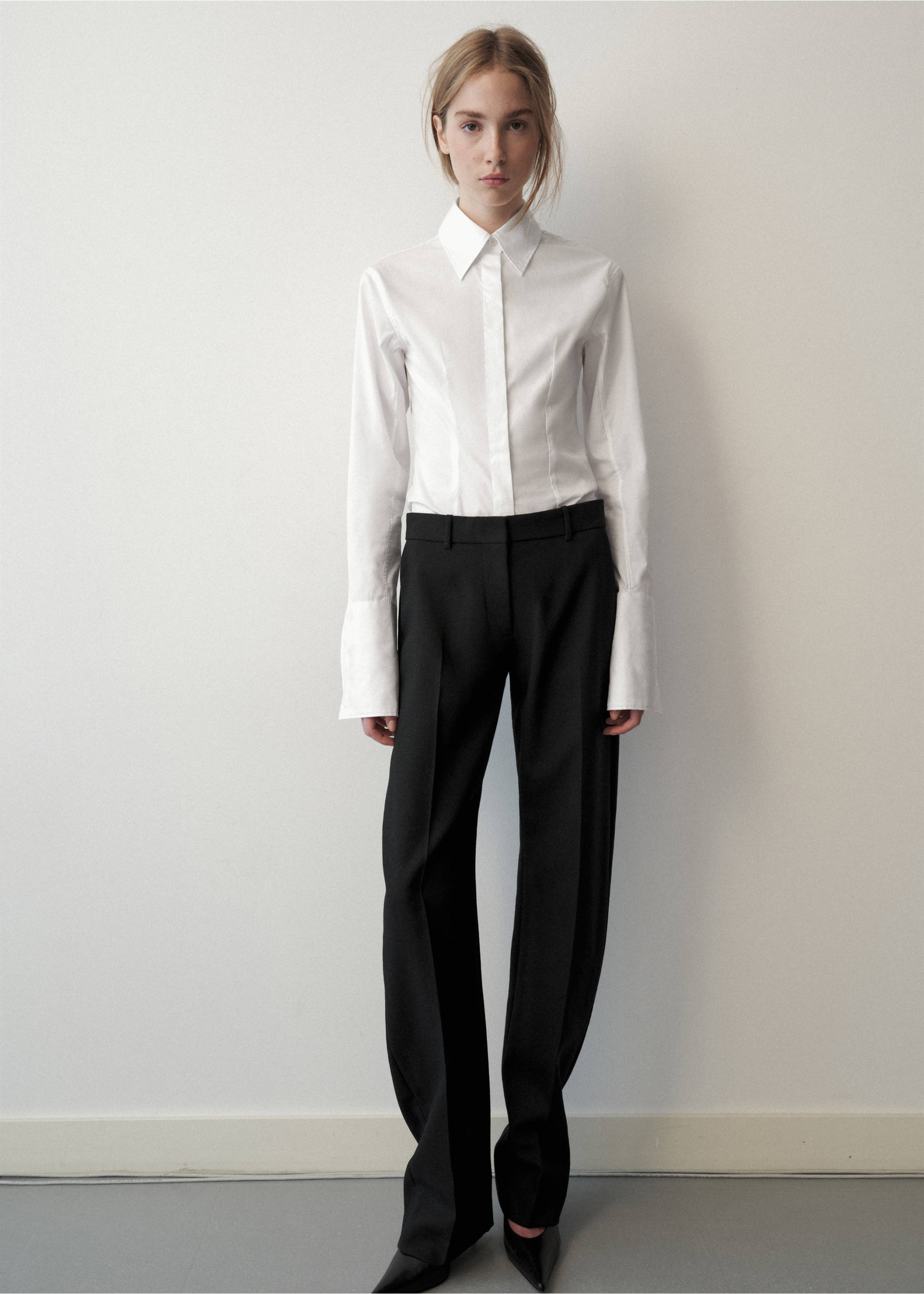 Fitted cotton shirt - General plane, White. Ref: 37046368-00.