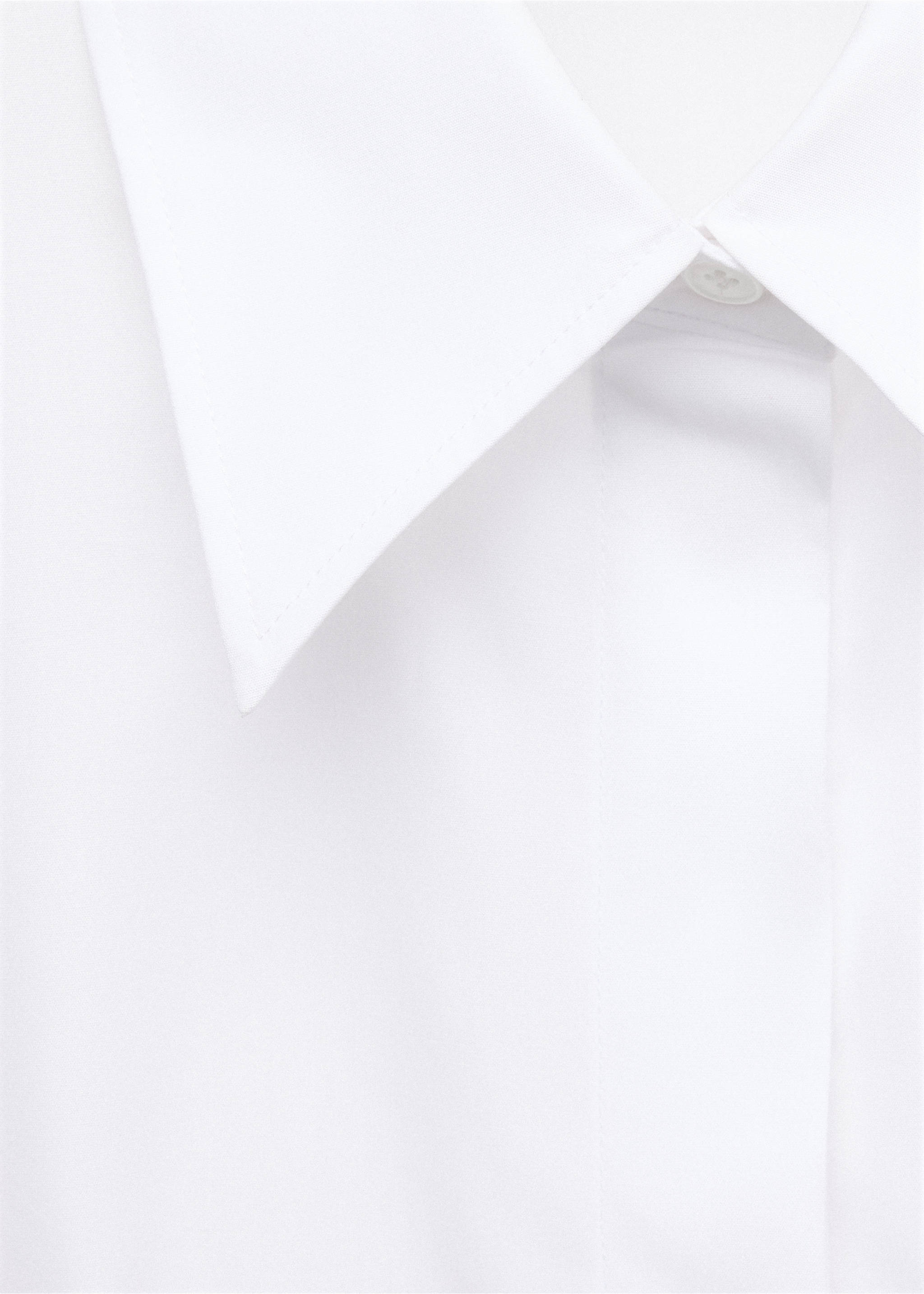 Fitted cotton shirt - Details of the article 8, White. Ref: 37046368-00.