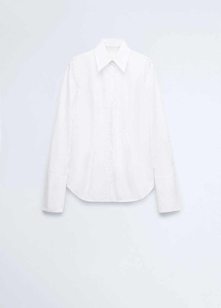 Fitted cotton shirt — White