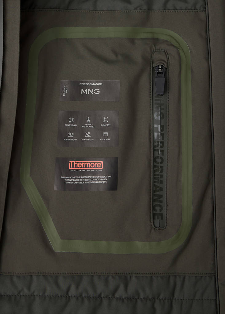 Packable waterproof jacket with Thermore® padding — Dark Green