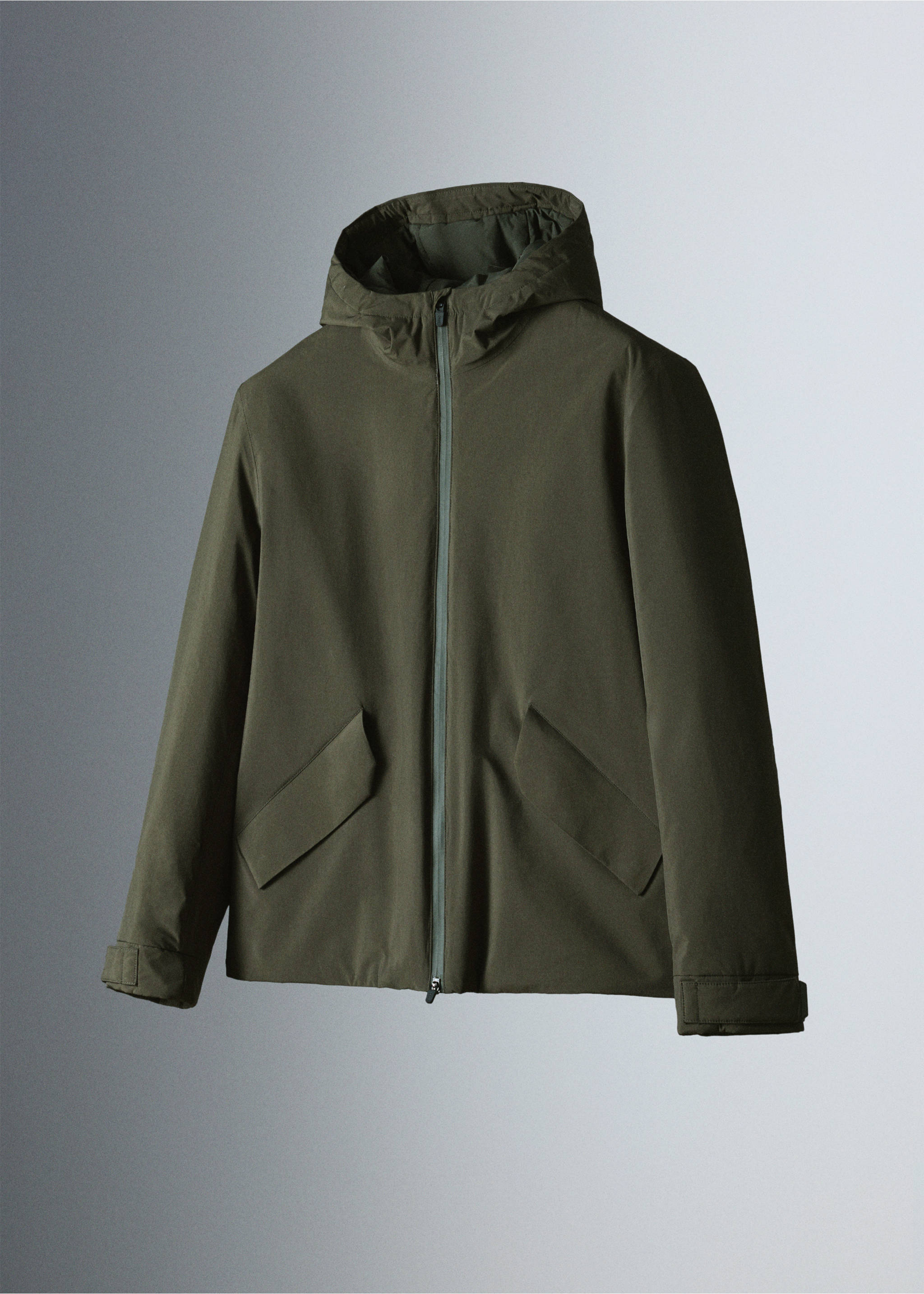 Packable waterproof jacket with Thermore® padding - Details of the article 5, Dark Green. Ref: 37046723-00.