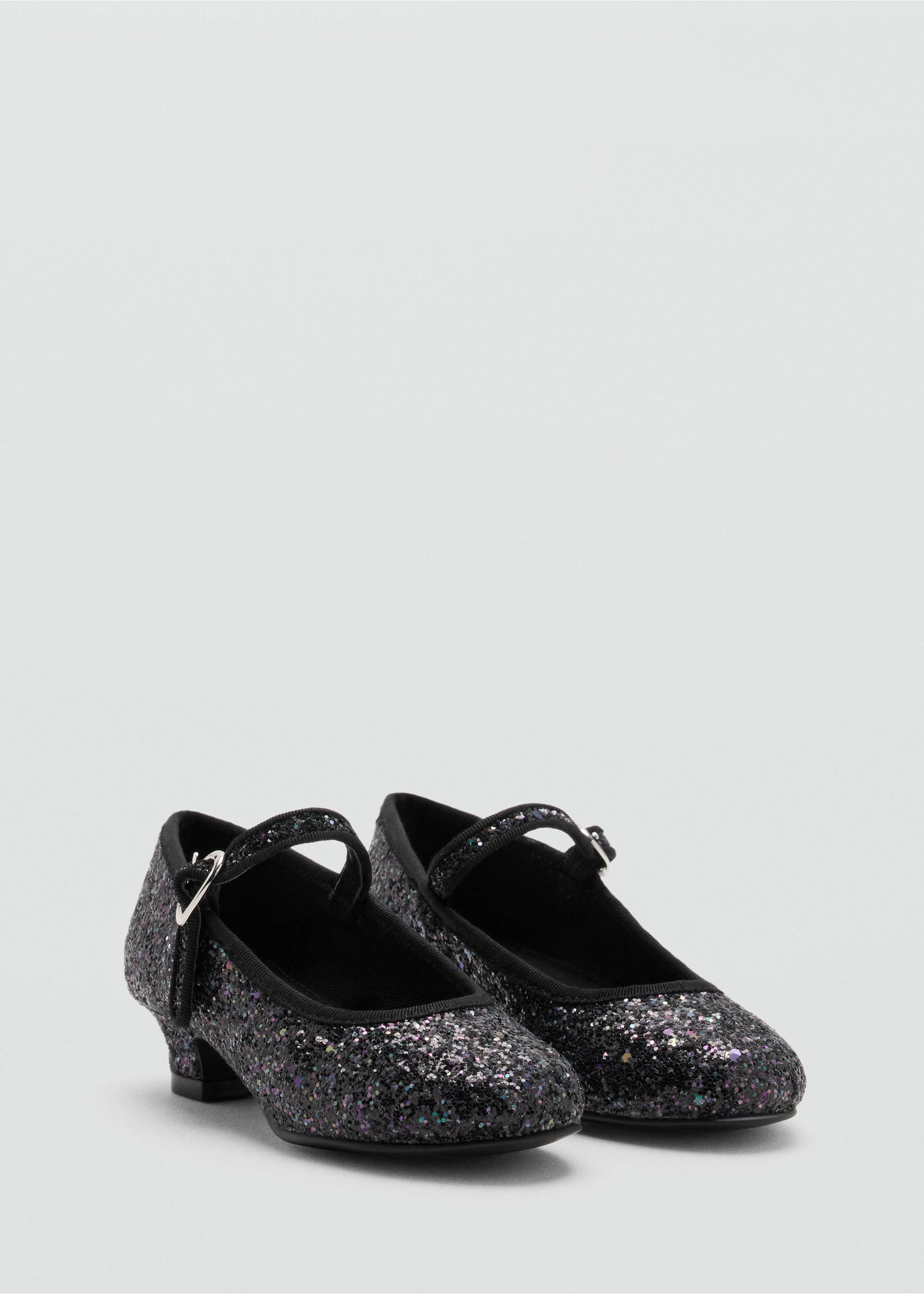 Zapato tacón purpurina - Plano medio, Negro. Ref: 37046725-00.