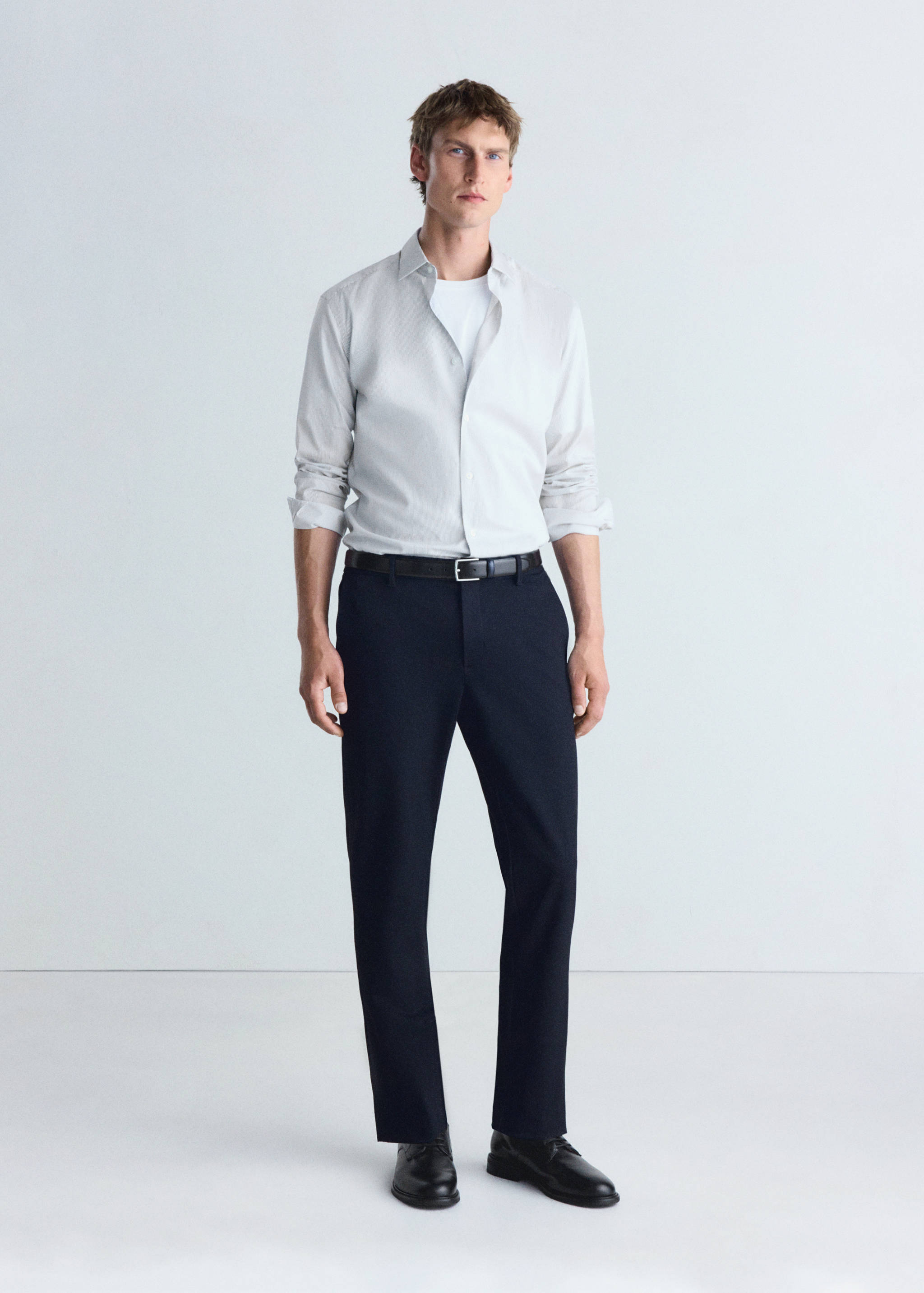 Хлопковая рубашка slim fit в полоску - Общий план