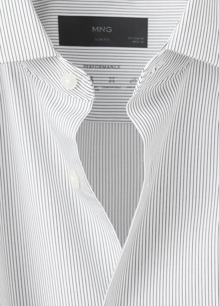 Slim fit striped shirt in comfort stretch non-iron — White