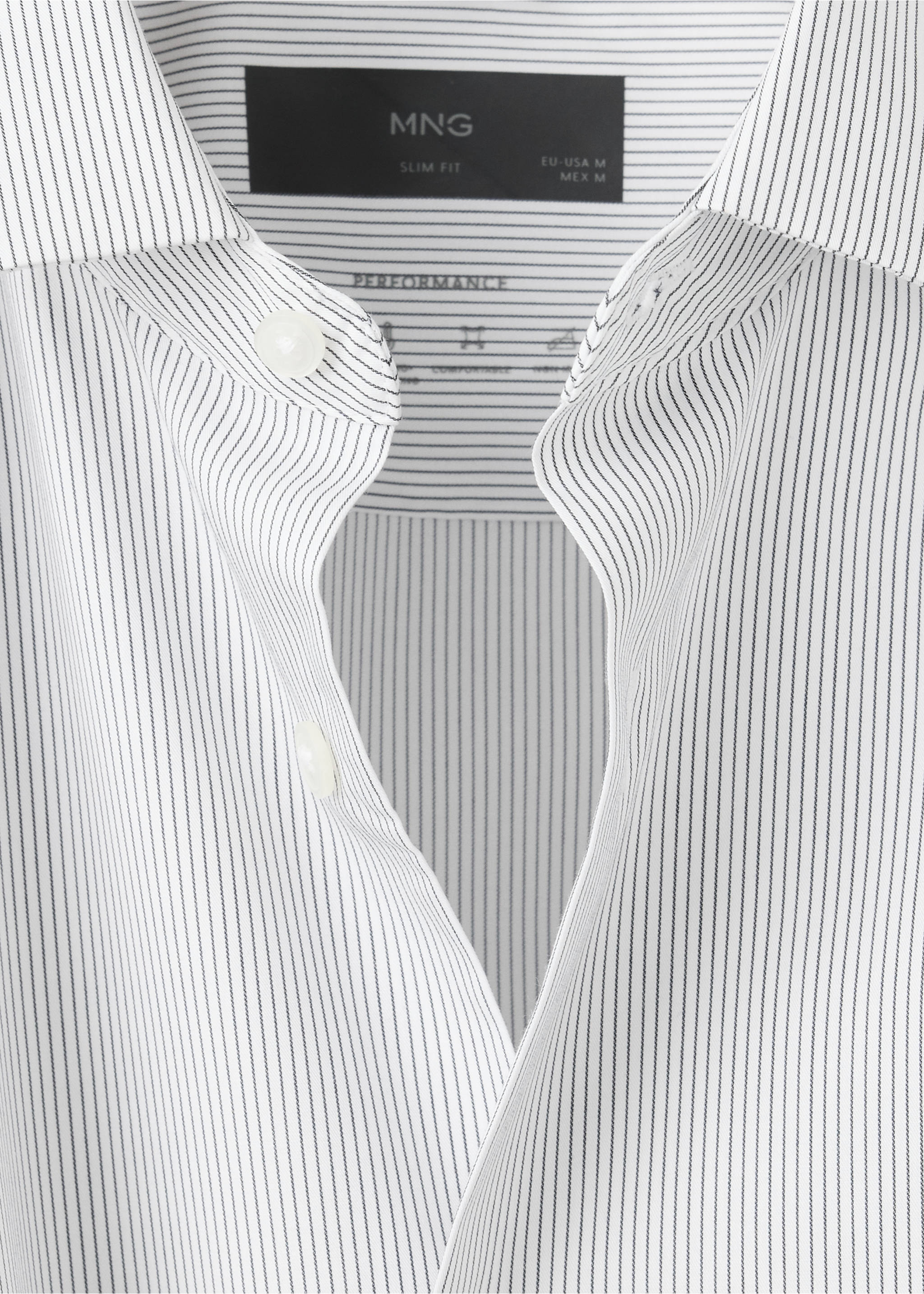 Slim fit striped cotton shirt - Details of the article 8, White. Ref: 37046726-00.