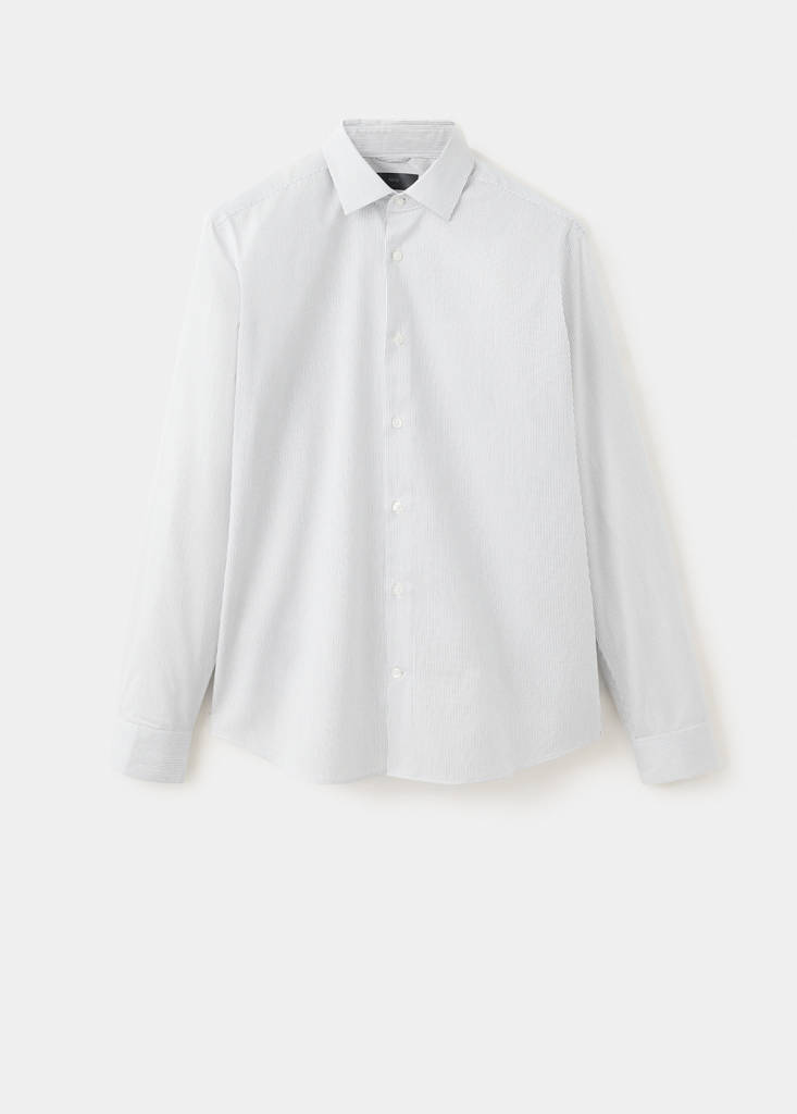 Slim fit striped shirt in comfort stretch non-iron — White