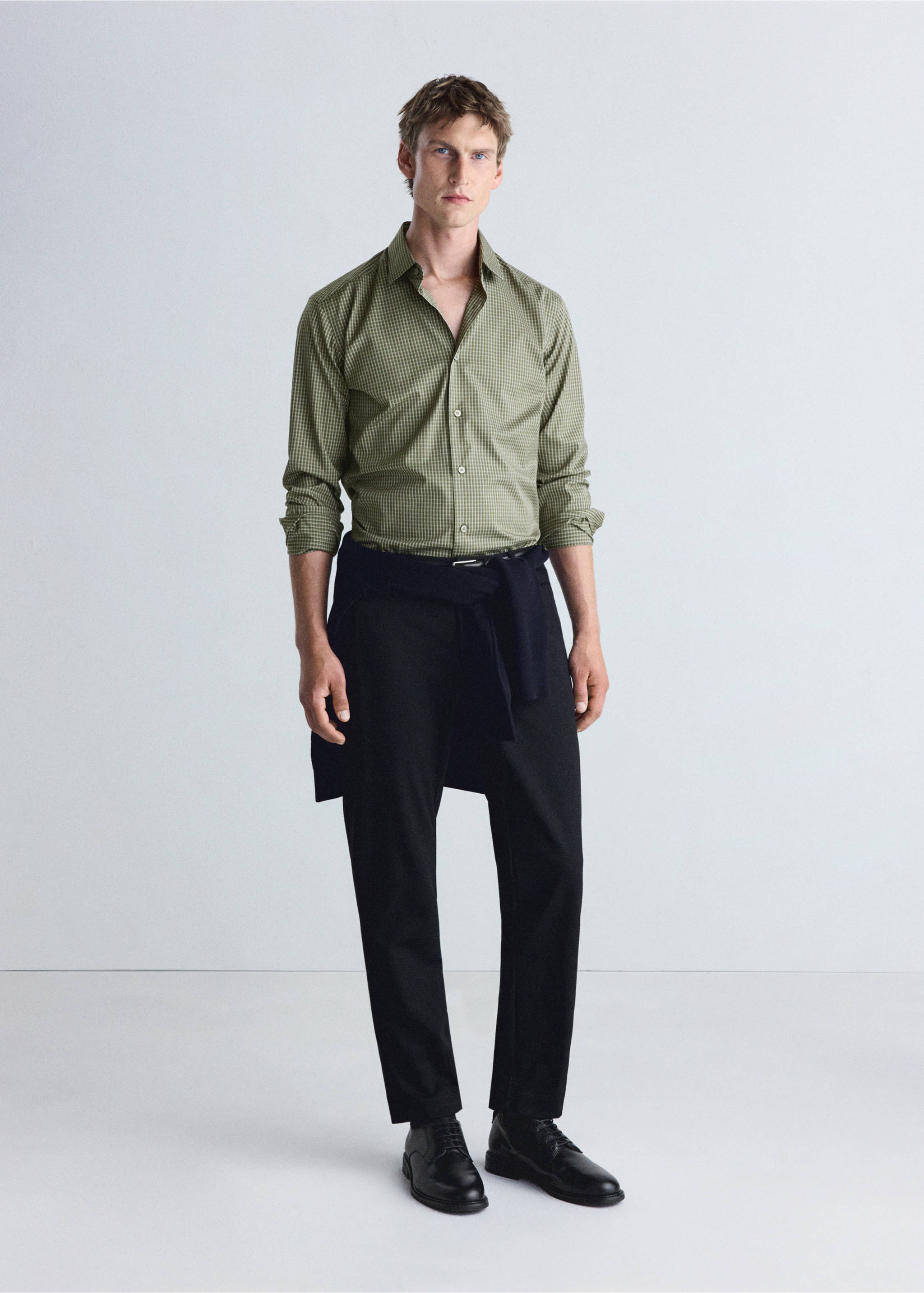 Slim fit striped cotton shirt - General plane, Khaki. Ref: 37046726-00.