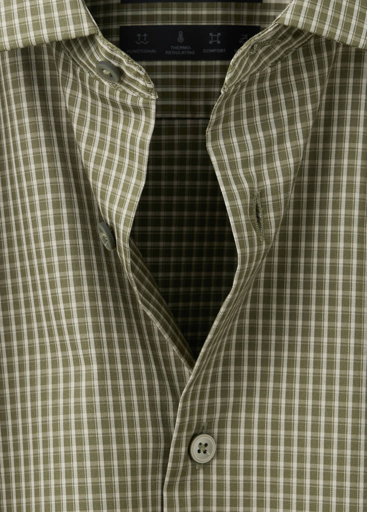 Slim fit striped shirt in comfort stretch non-iron — Khaki