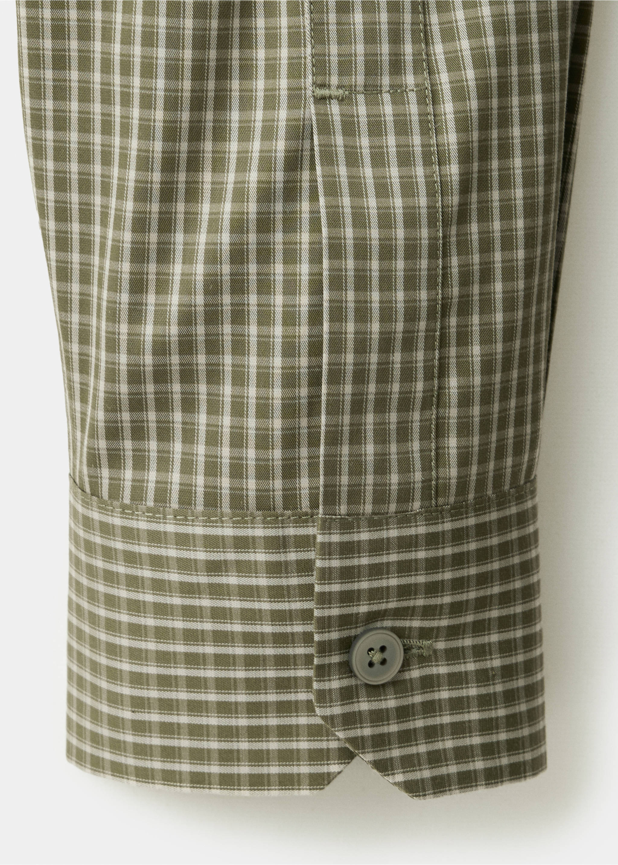 Gestreept katoenen slim fit overhemd - Detail van het artikel 0, Kaki. Ref: 37046726-00.
