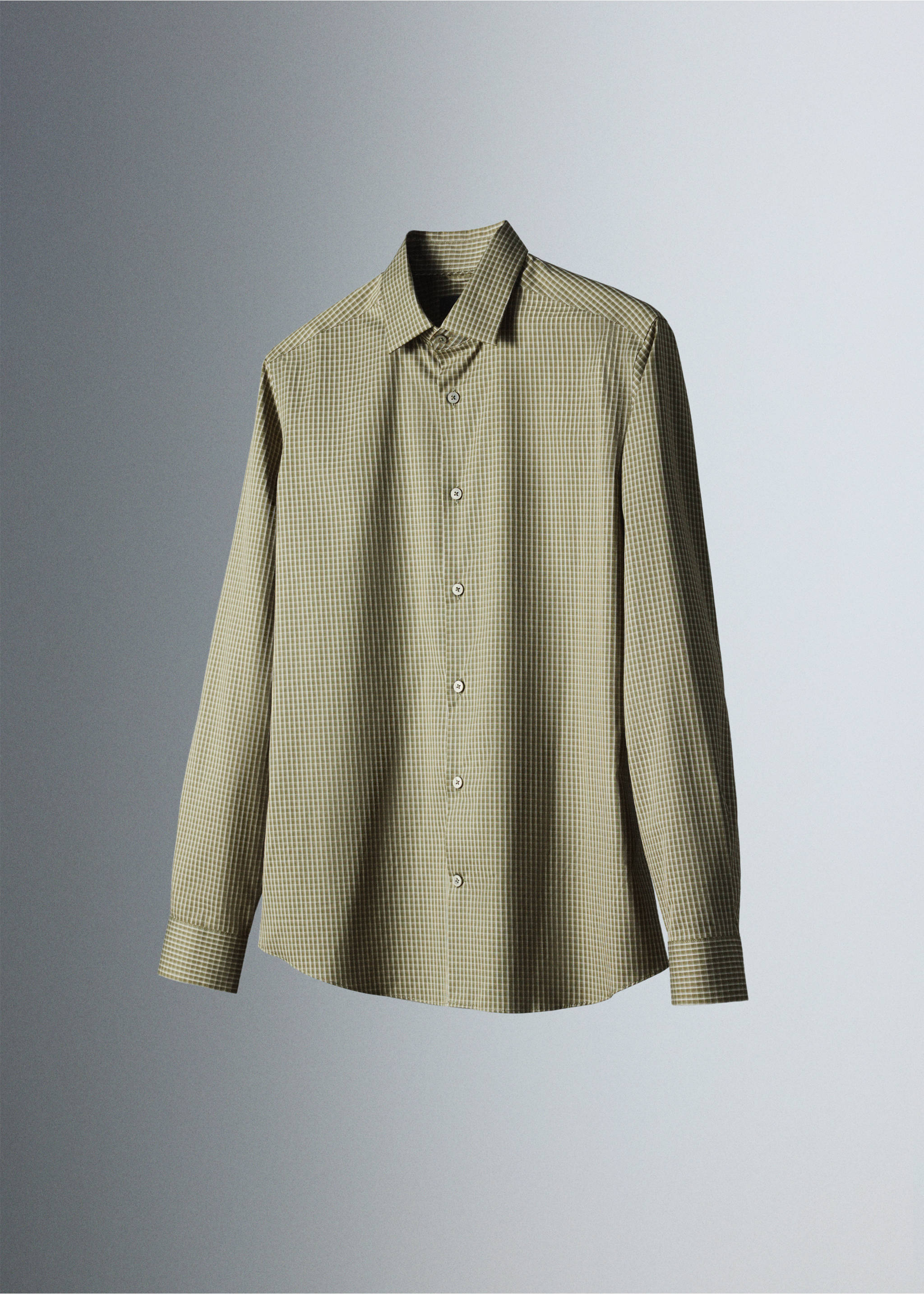 Slim fit comfort stretch non-iron shirt - Details of the article 5, Khaki. Ref: 37046726-00.