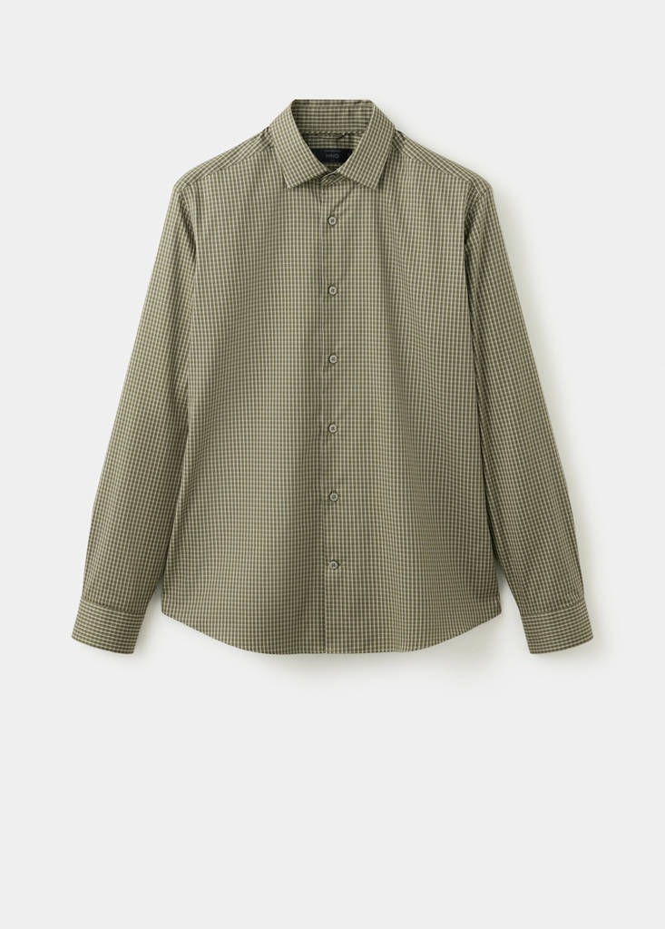 Slim fit striped shirt in comfort stretch non-iron — Khaki