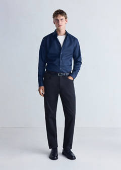 Slim fit comfort stretch non-iron shirt — Ink Blue 2