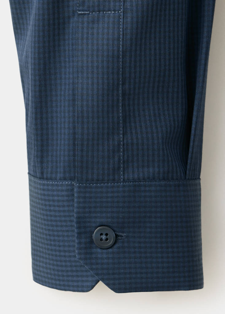 Slim fit striped shirt in comfort stretch non-iron — Ink Blue