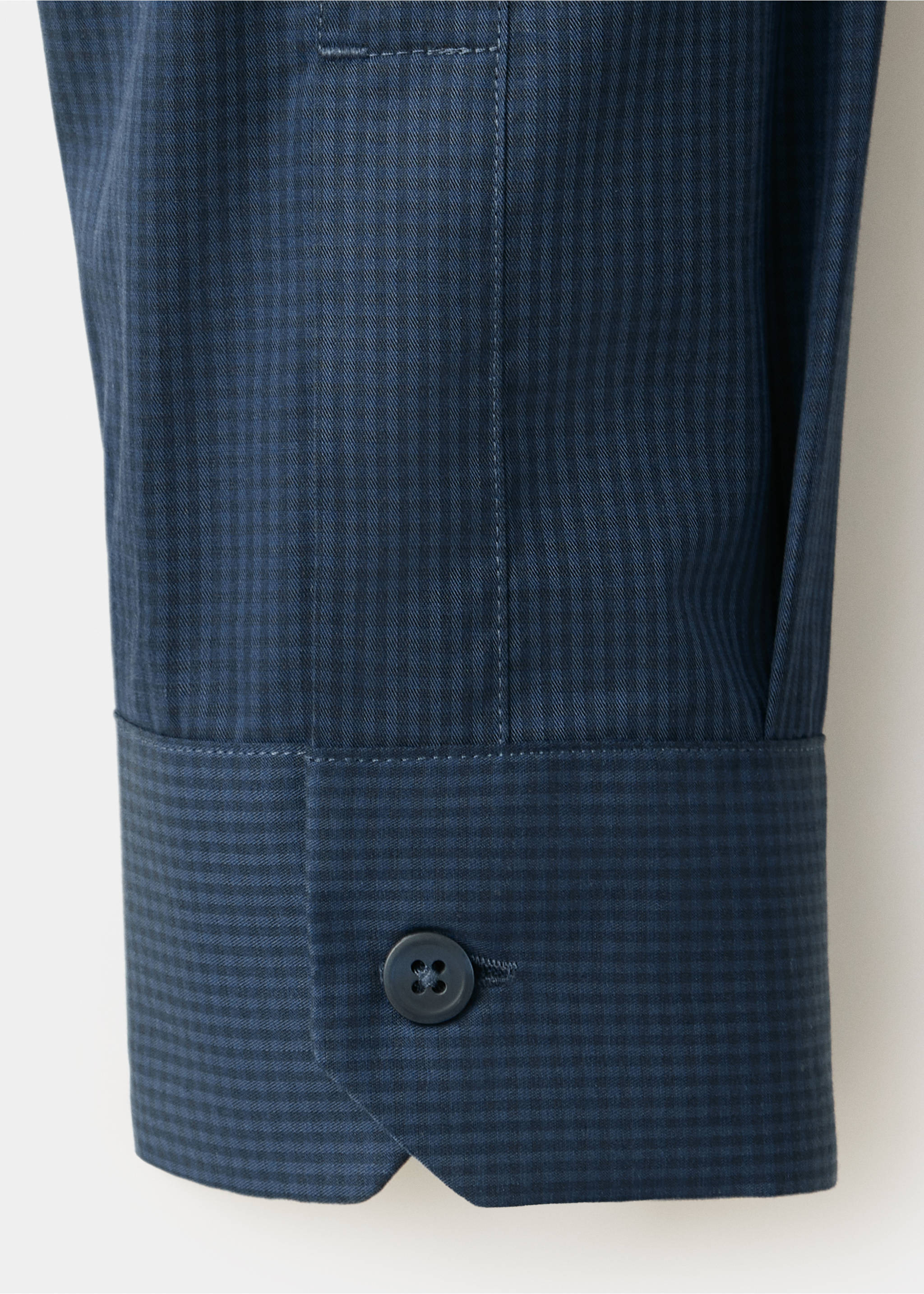 Gestreept katoenen slim fit overhemd - Detail van het artikel 0, Inktblauw. Ref: 37046726-00.
