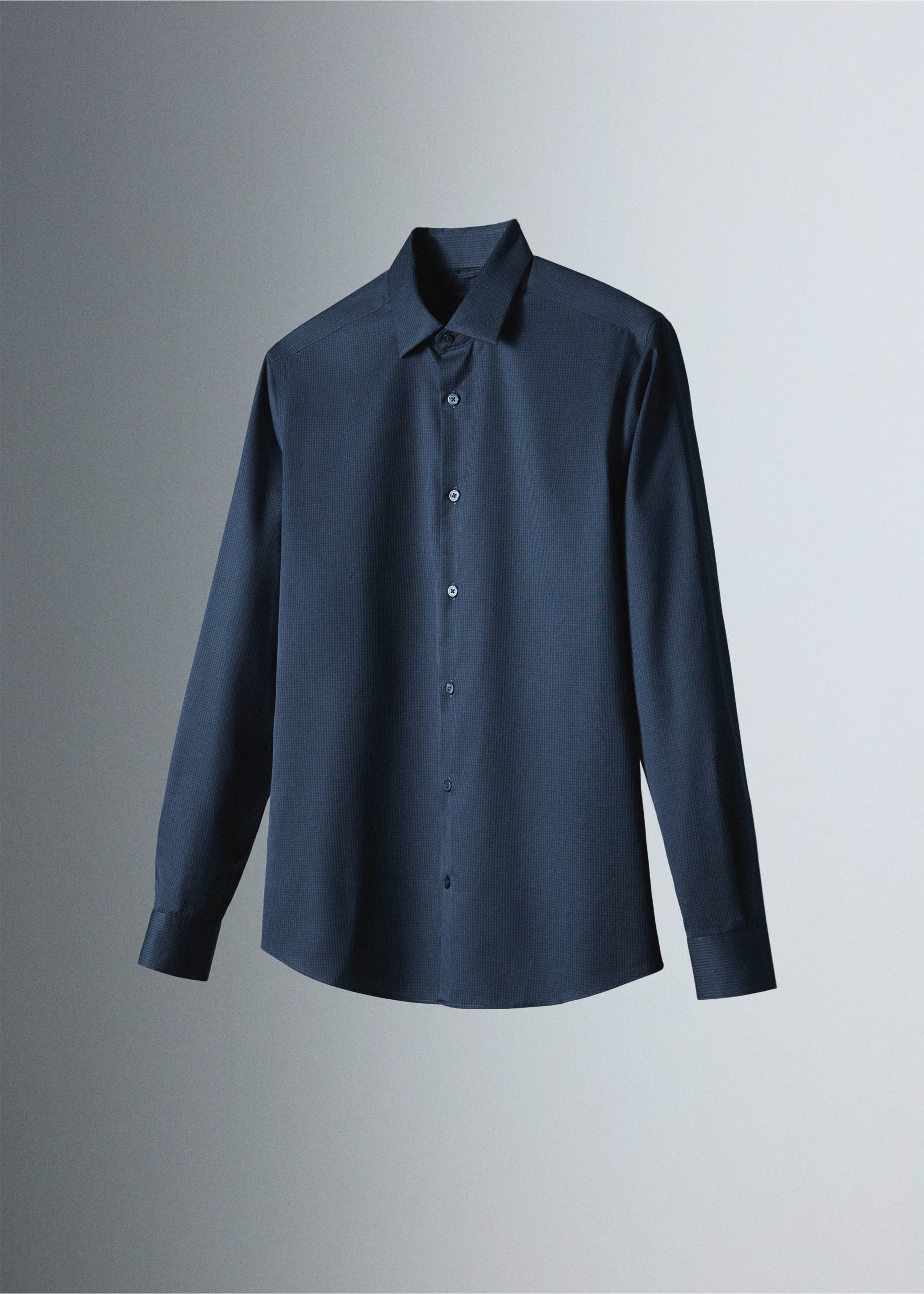 Slim fit comfort stretch non-iron shirt - Details of the article 5, Ink Blue. Ref: 37046726-00.