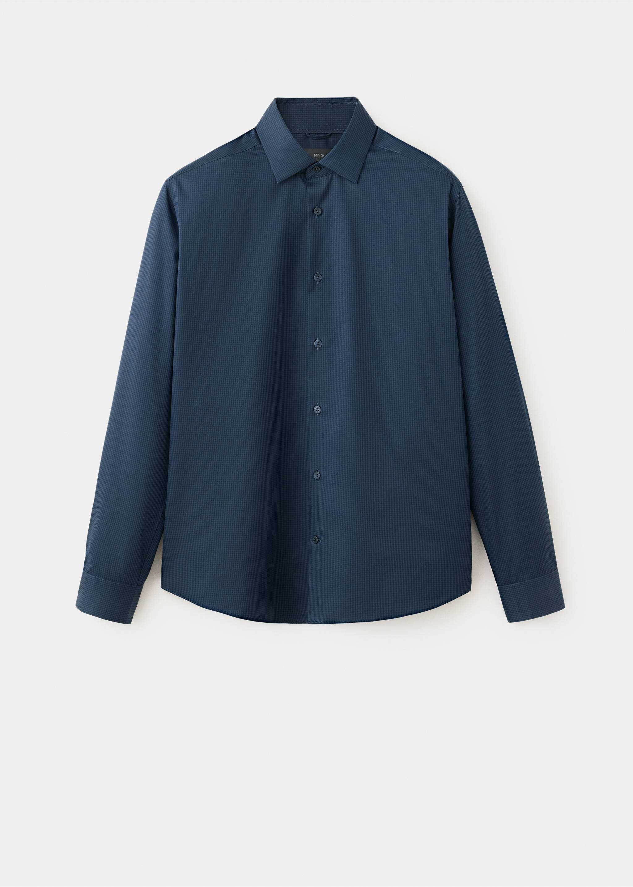 Gestreept katoenen slim fit overhemd - Artikel zonder model, Inktblauw. Ref: 37046726-00.