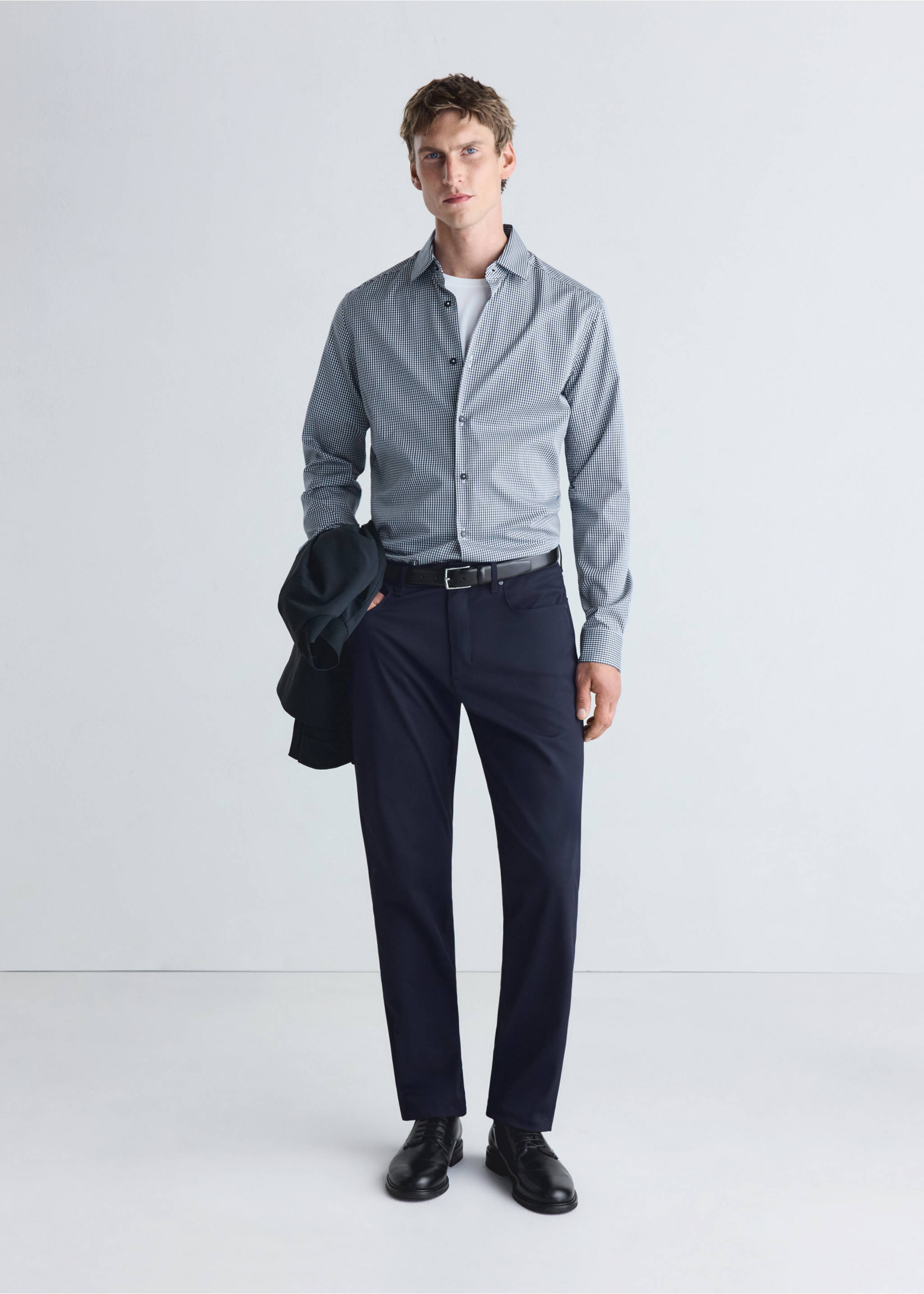 Slim fit striped cotton shirt - General plane, Night Blue. Ref: 37046726-00.