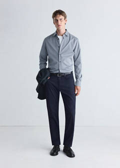 Slim fit comfort stretch non-iron shirt — Night Blue 2