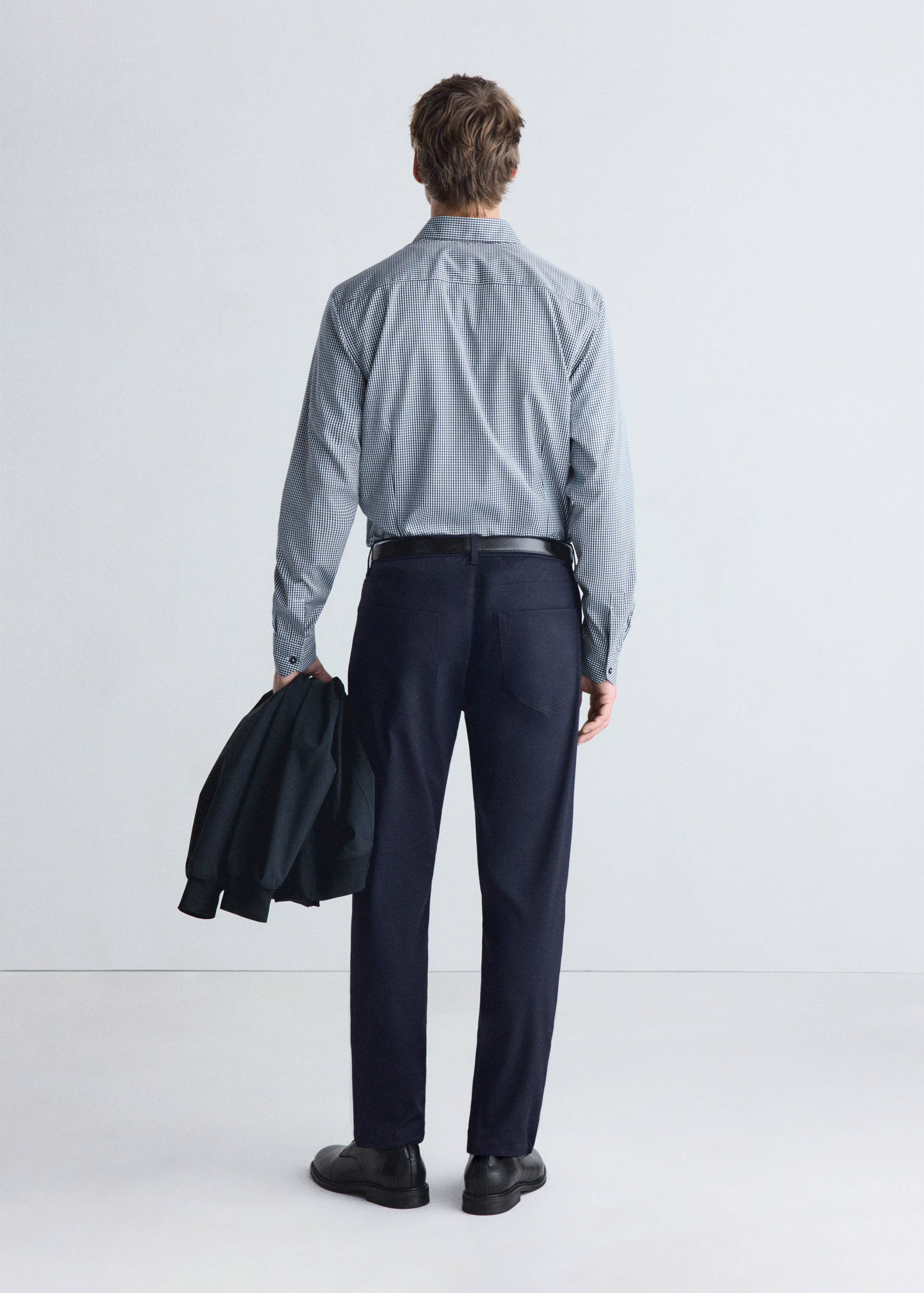 Хлопковая рубашка slim fit в полоску - Обратная сторона изделия