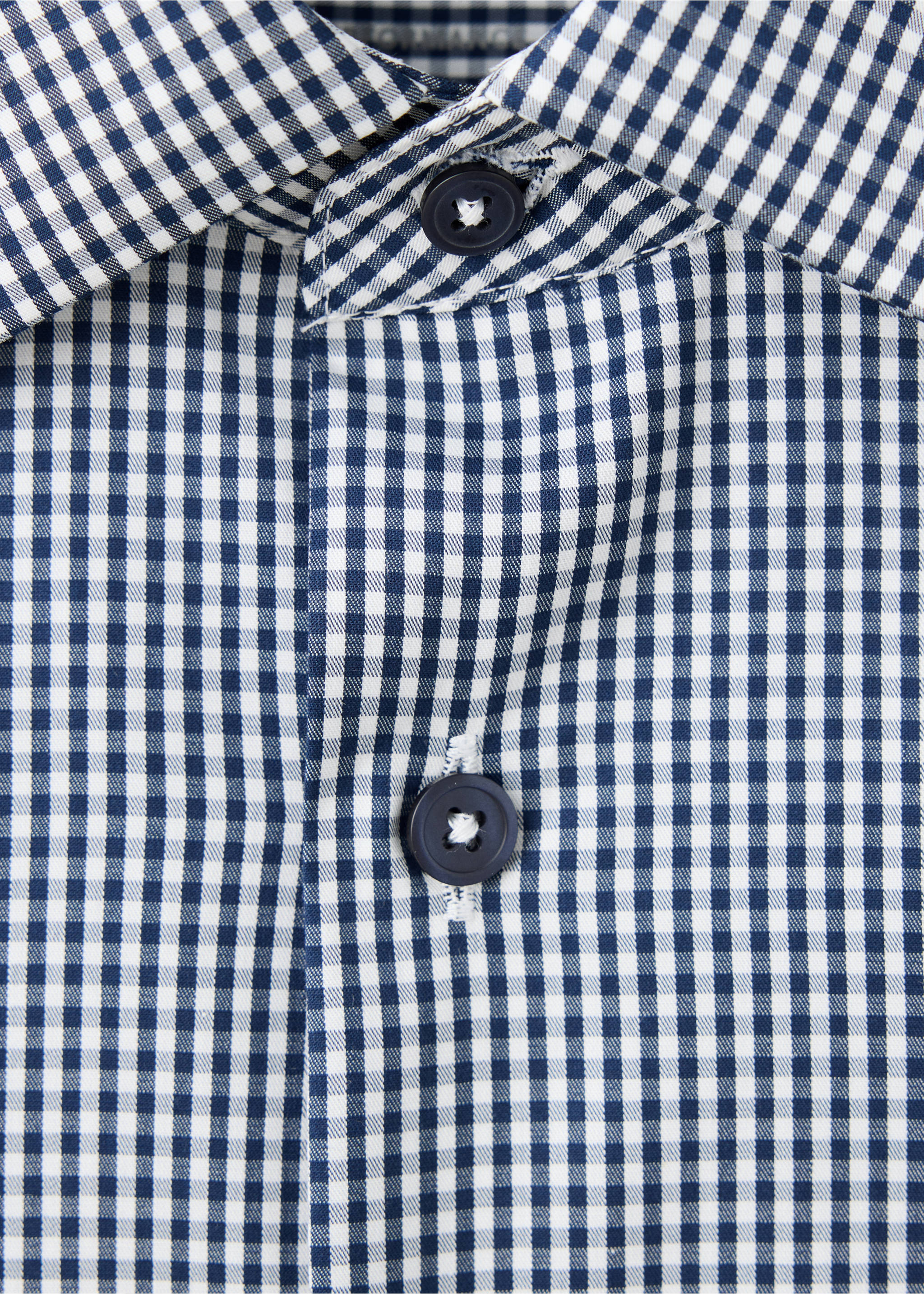 Chemise slim fit coton rayée - Détail de l'article 8, Bleu nuit. Ref: 37046726-00.